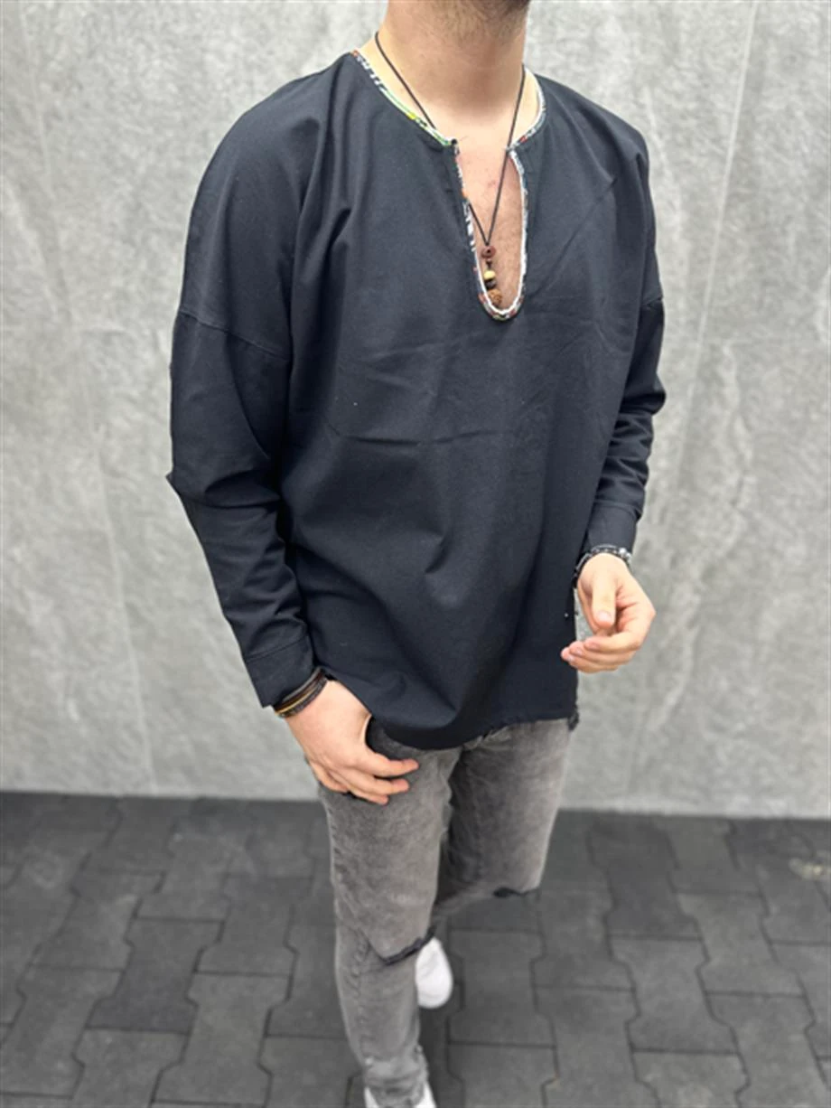 Erkek U Yaka Oversize Tshirt