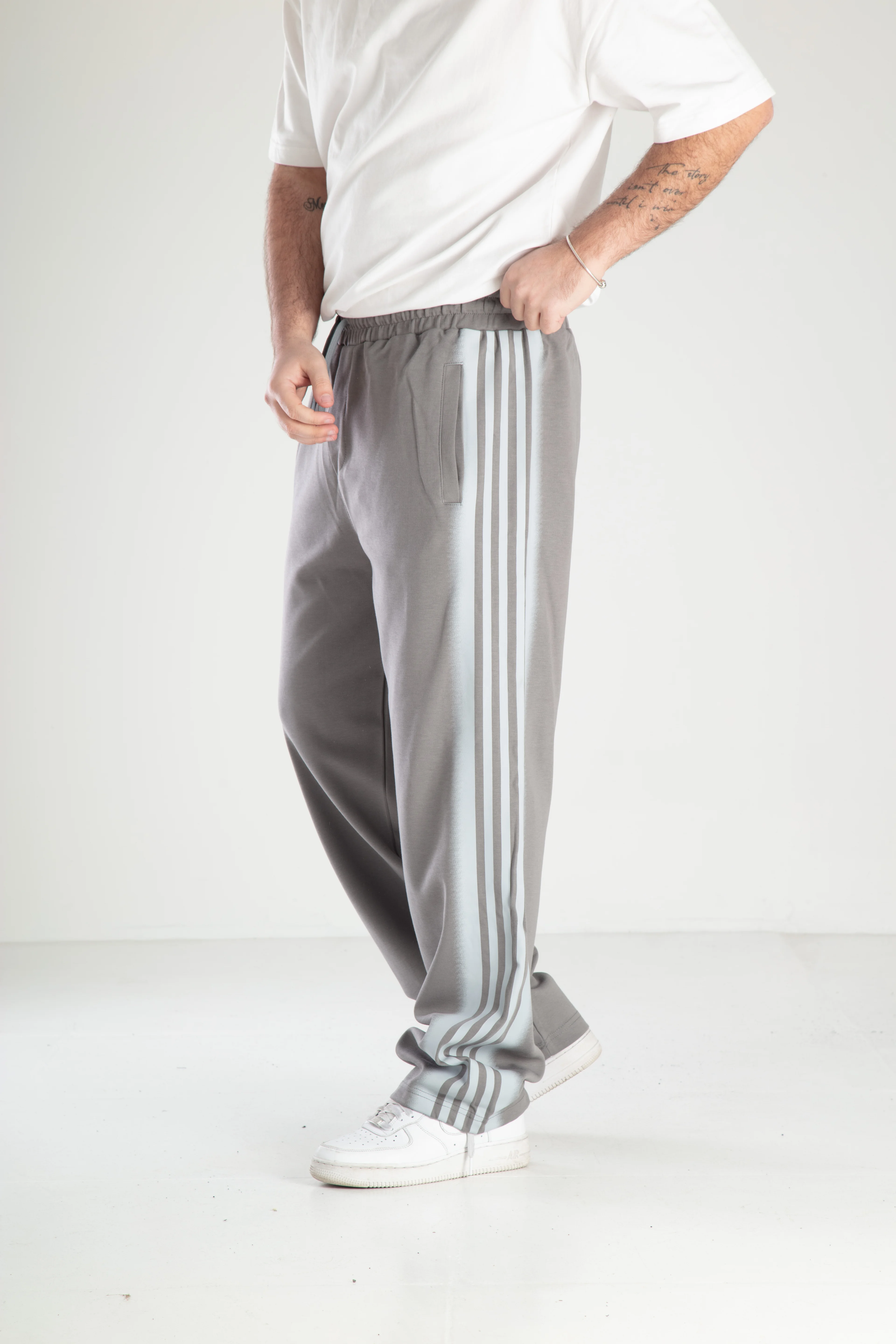 Erkek Baskılı Baggy Eşofman - füme