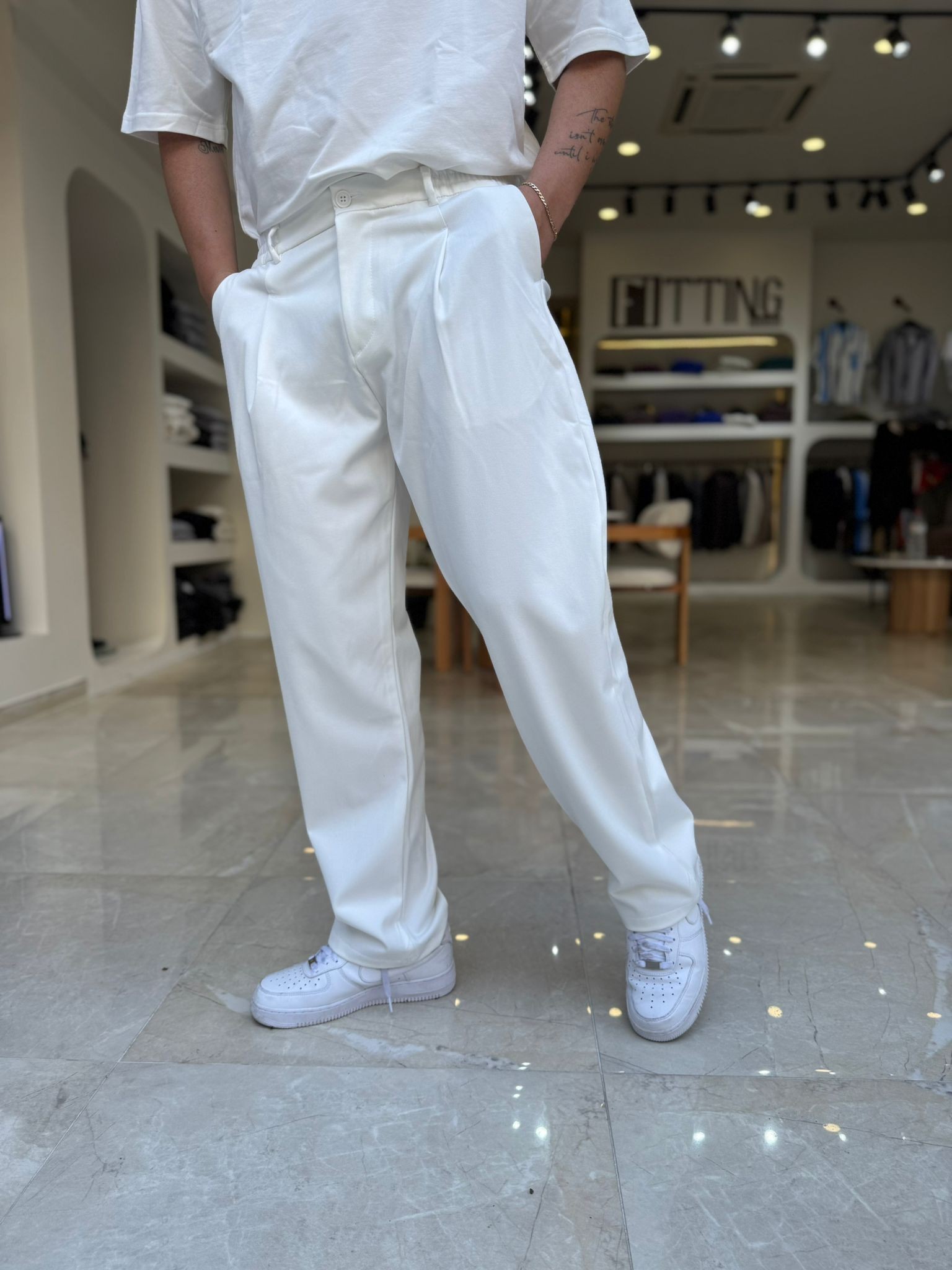 Pile Detaylı Baggy Pantolon