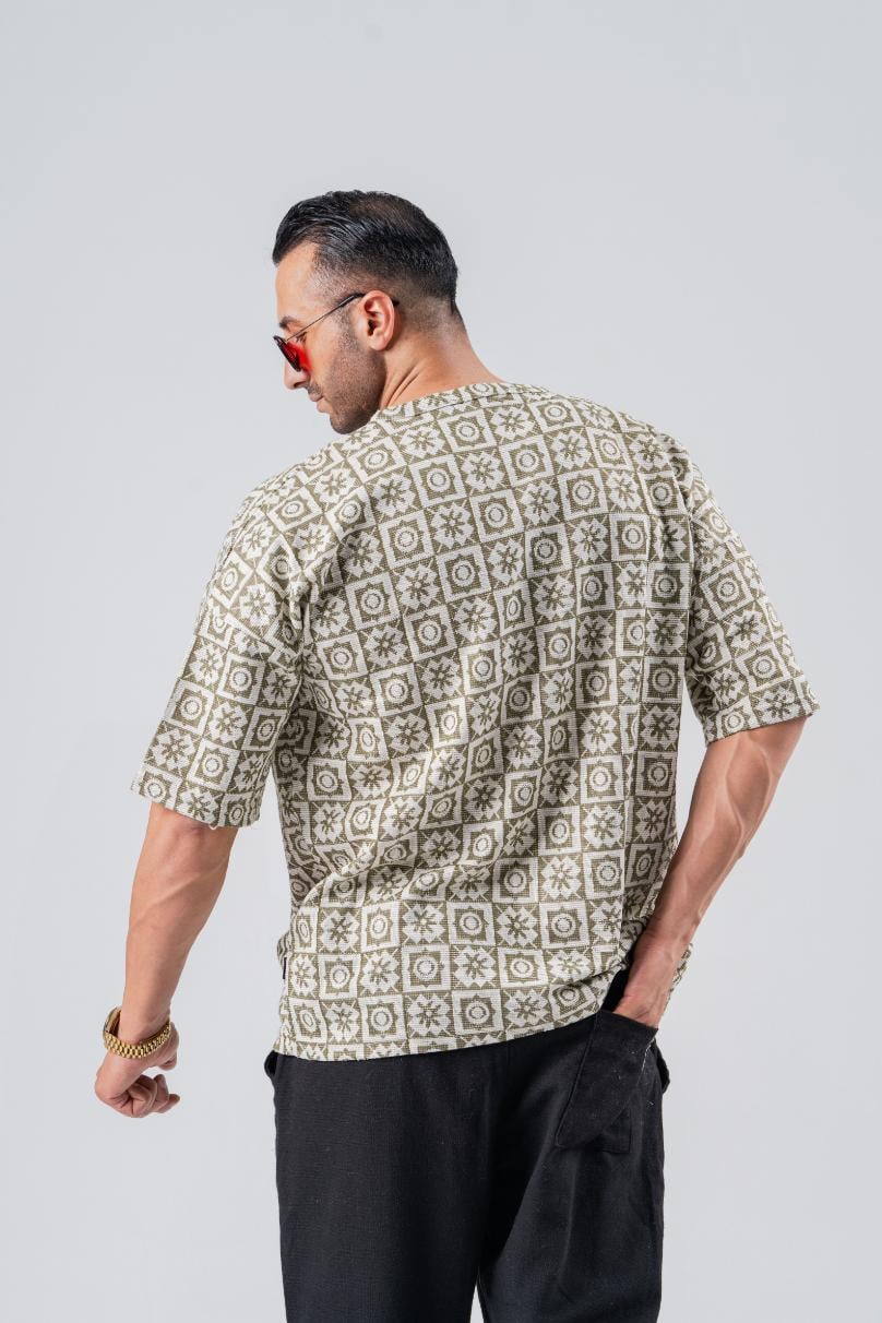 Armut Yaka Desenli Keten Tshirt