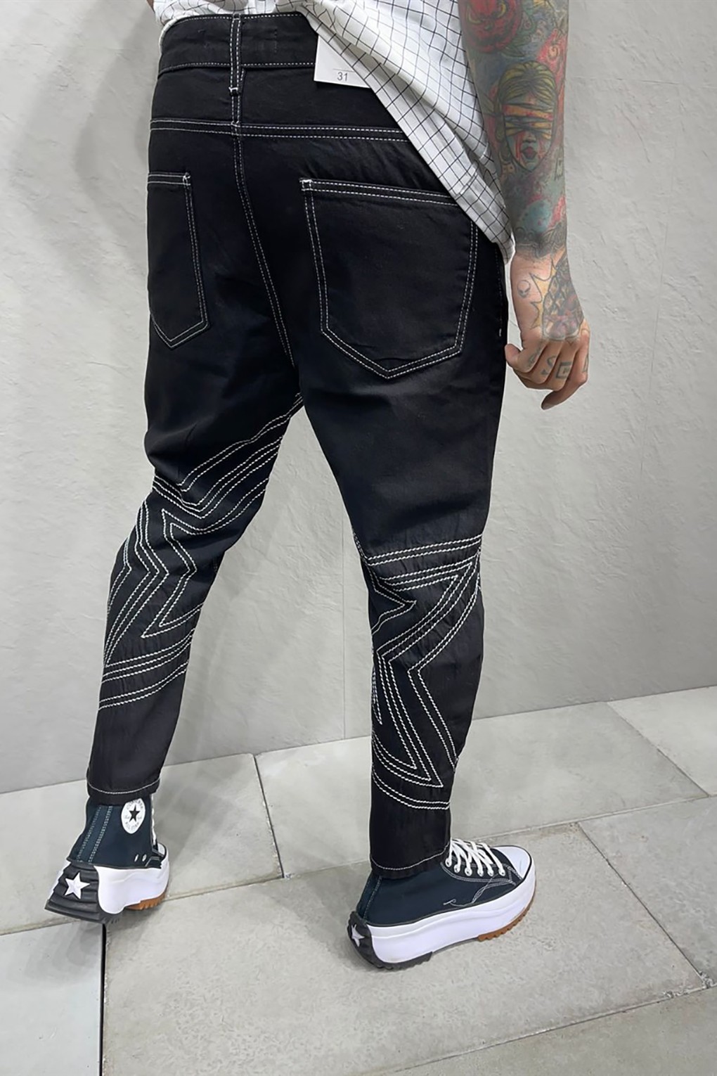 Erkek Nakışlı Kot Pantolon
