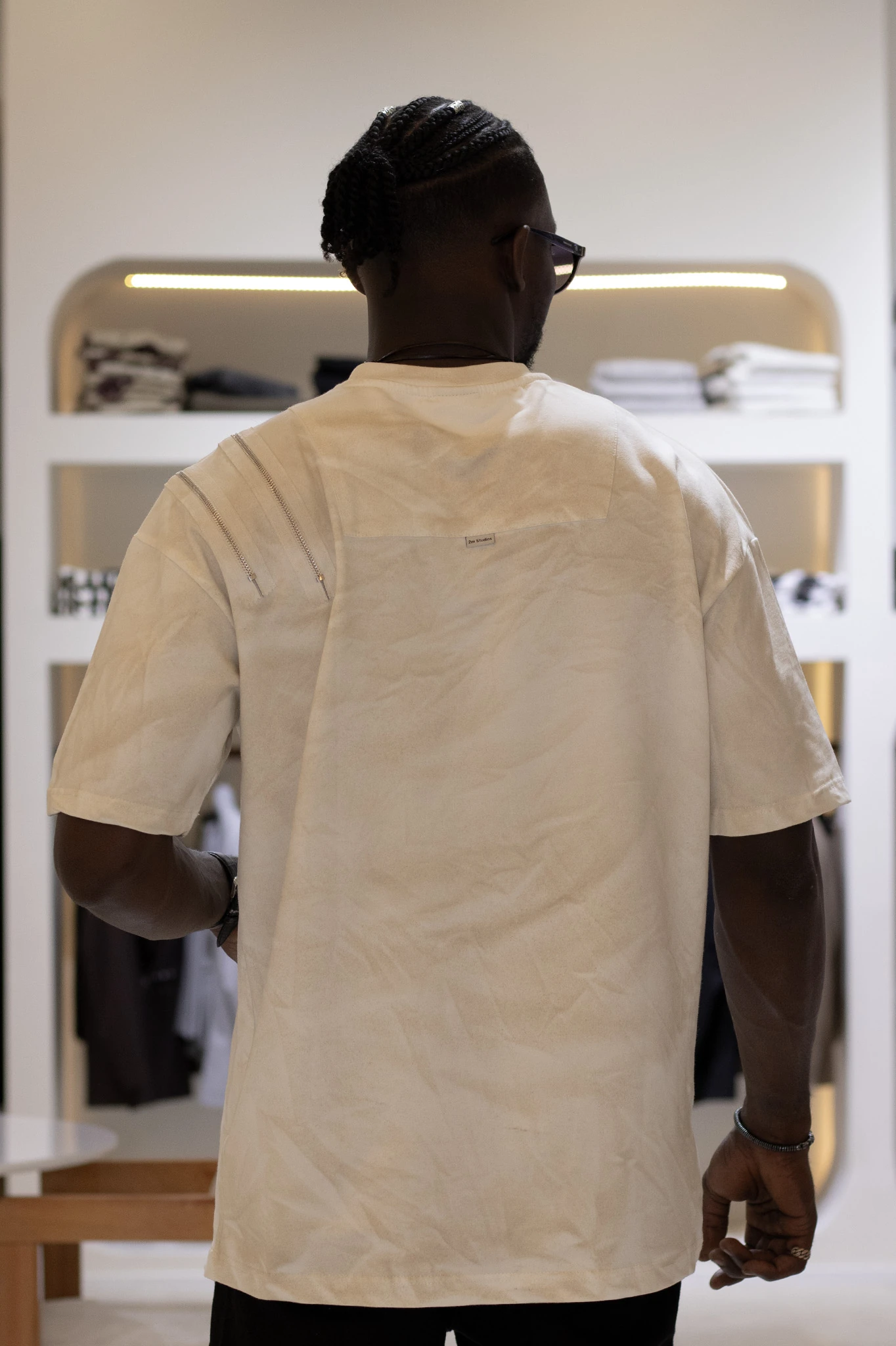 Omuz Fermuar Detaylı Oversize T-Shirt