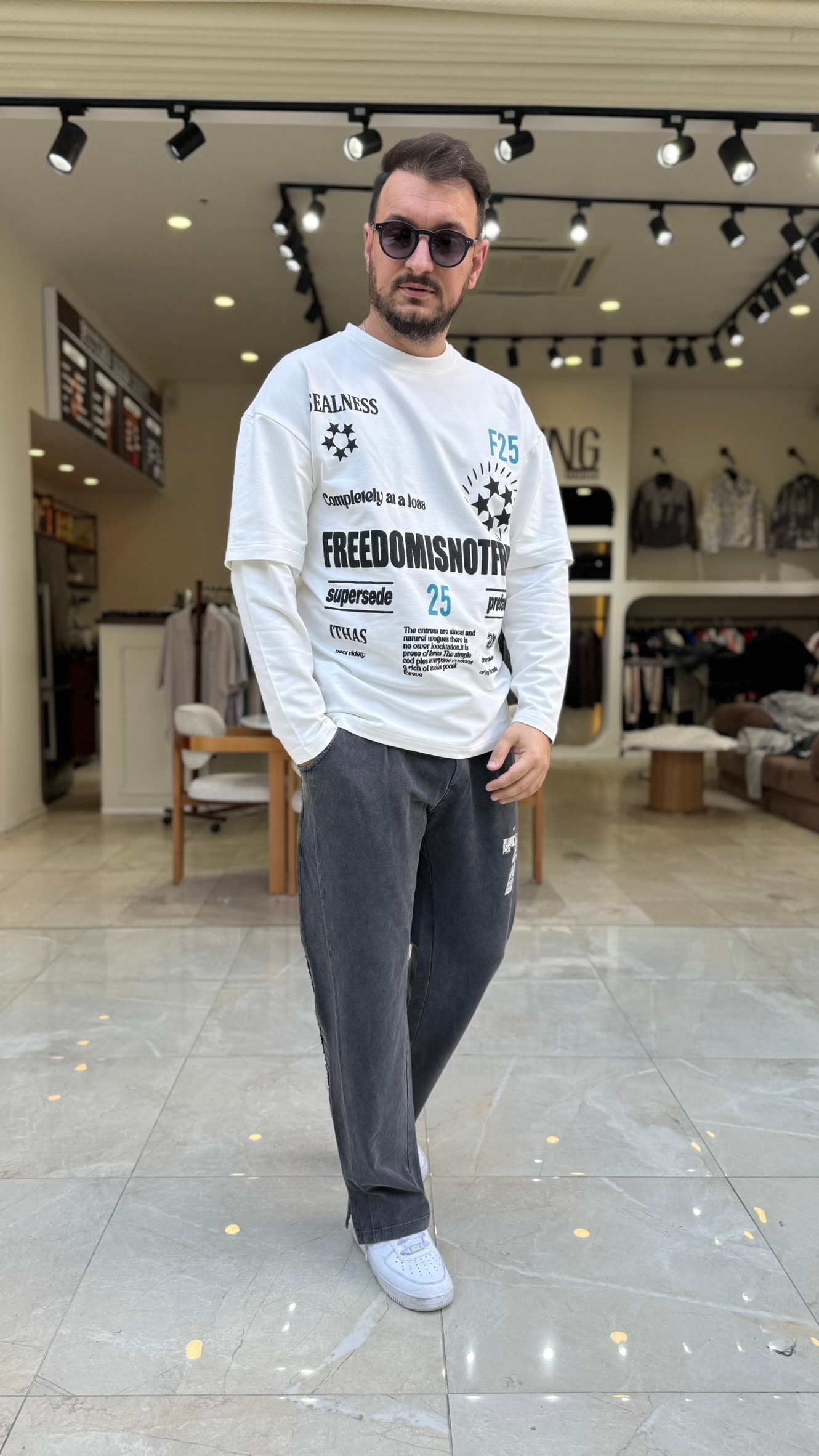 F25 Baskılı Kol Detaylı Sweat 
