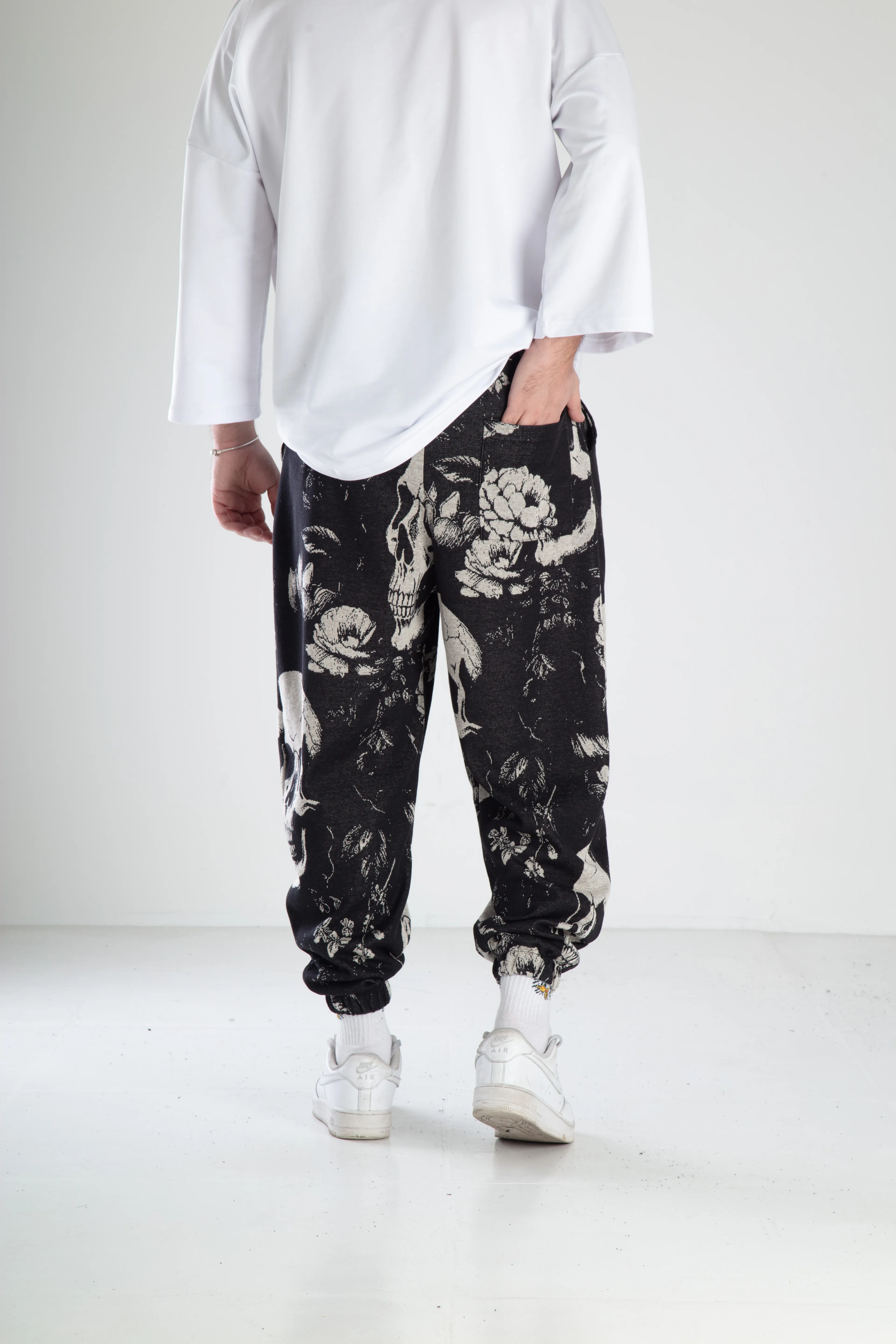 Kuru Kafa Desenli Spor Şalvar