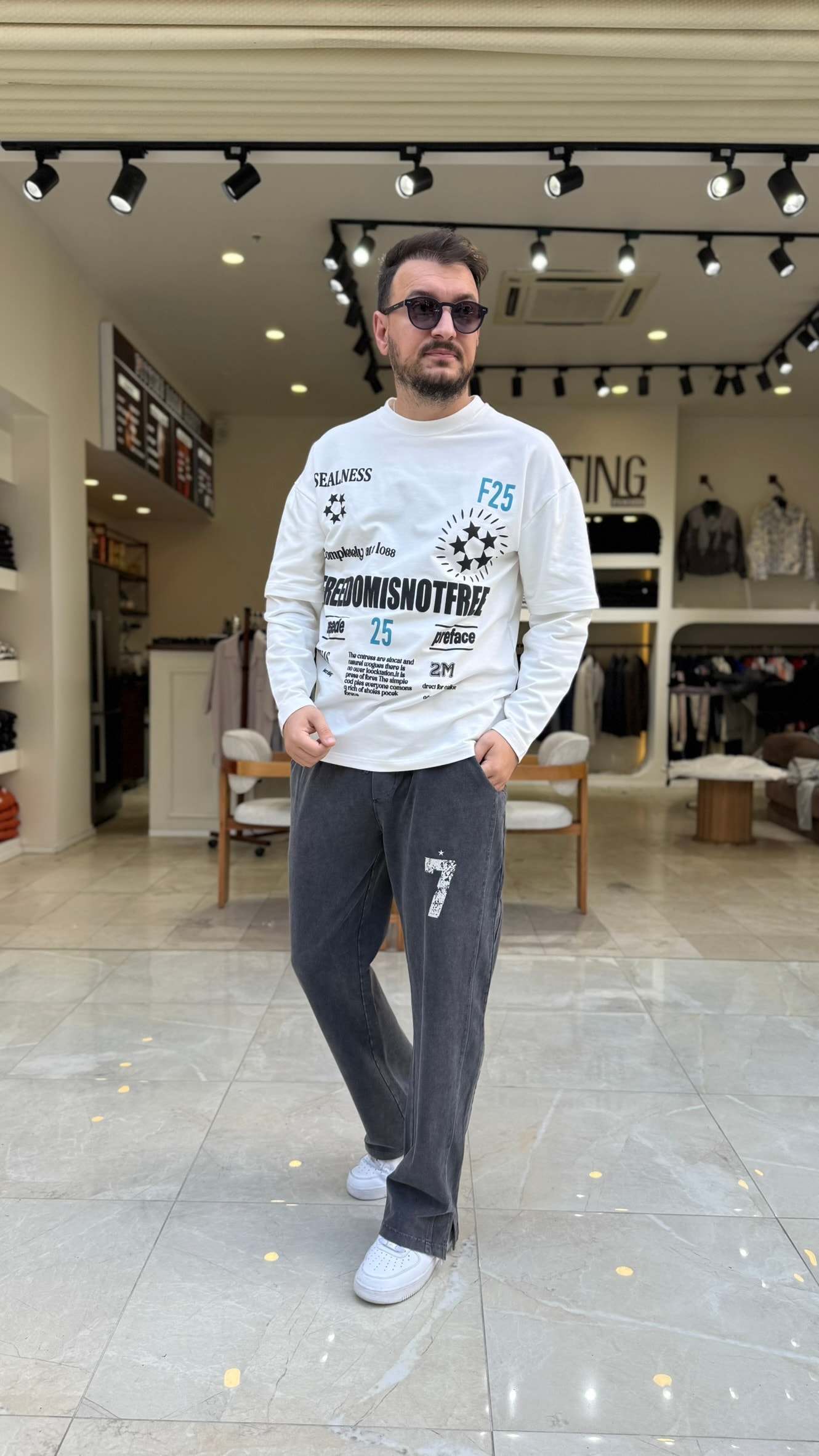 F25 Baskılı Kol Detaylı Sweat 