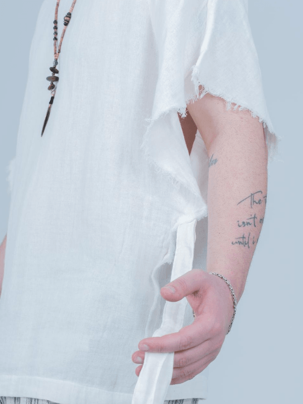 Asimetrik Kesim Keten T-Shirt