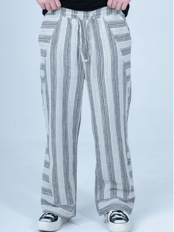 Keten Çizgili Baggy Pantolon