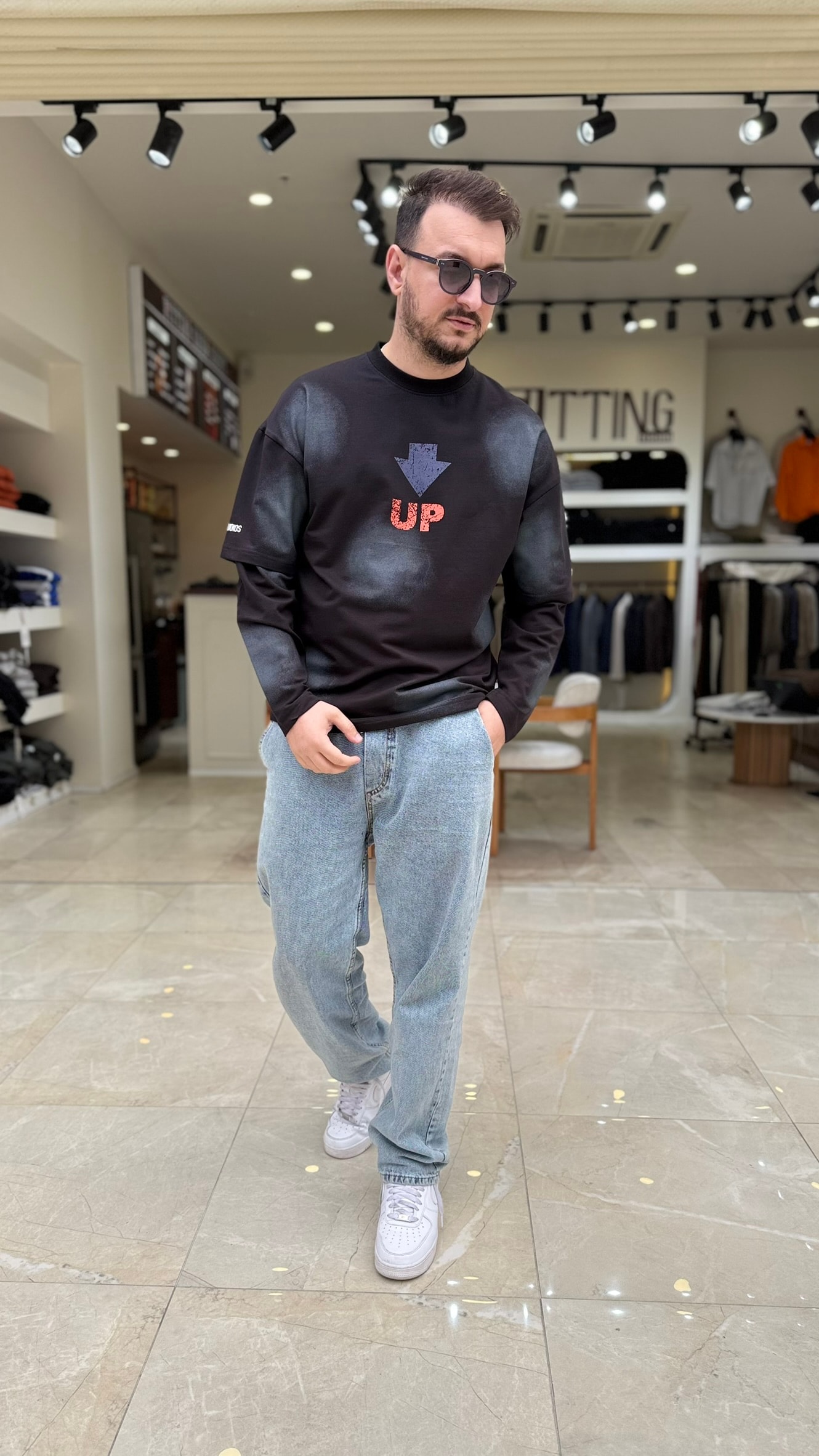 Up Baskılı Kol Detaylı Sweat 