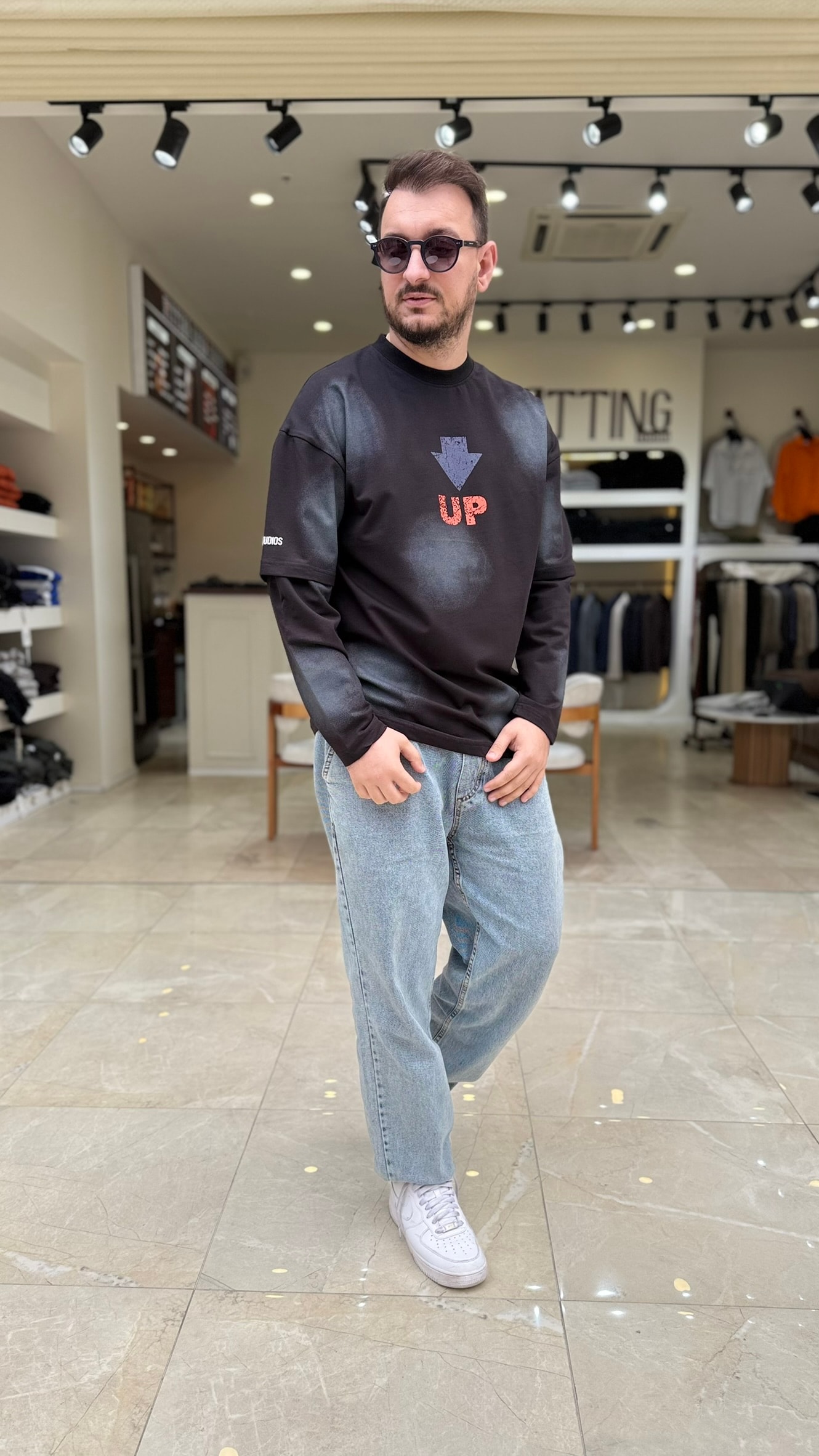 Up Baskılı Kol Detaylı Sweat 