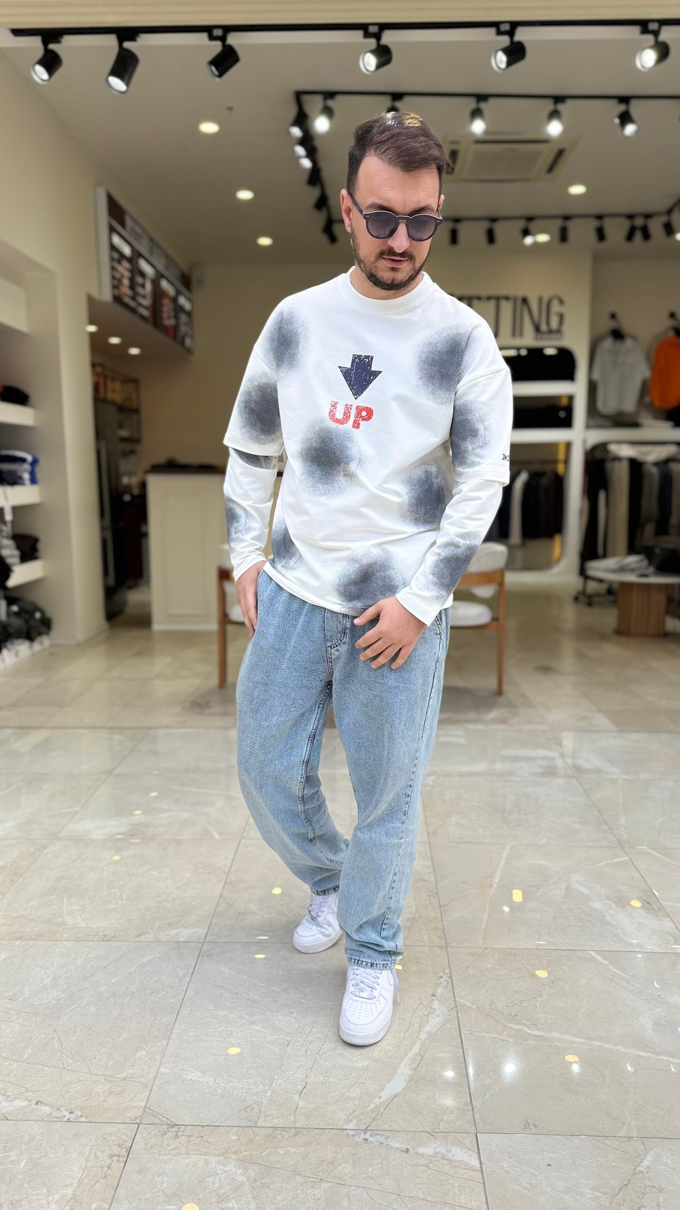 Up Baskılı Kol Detaylı Sweat 