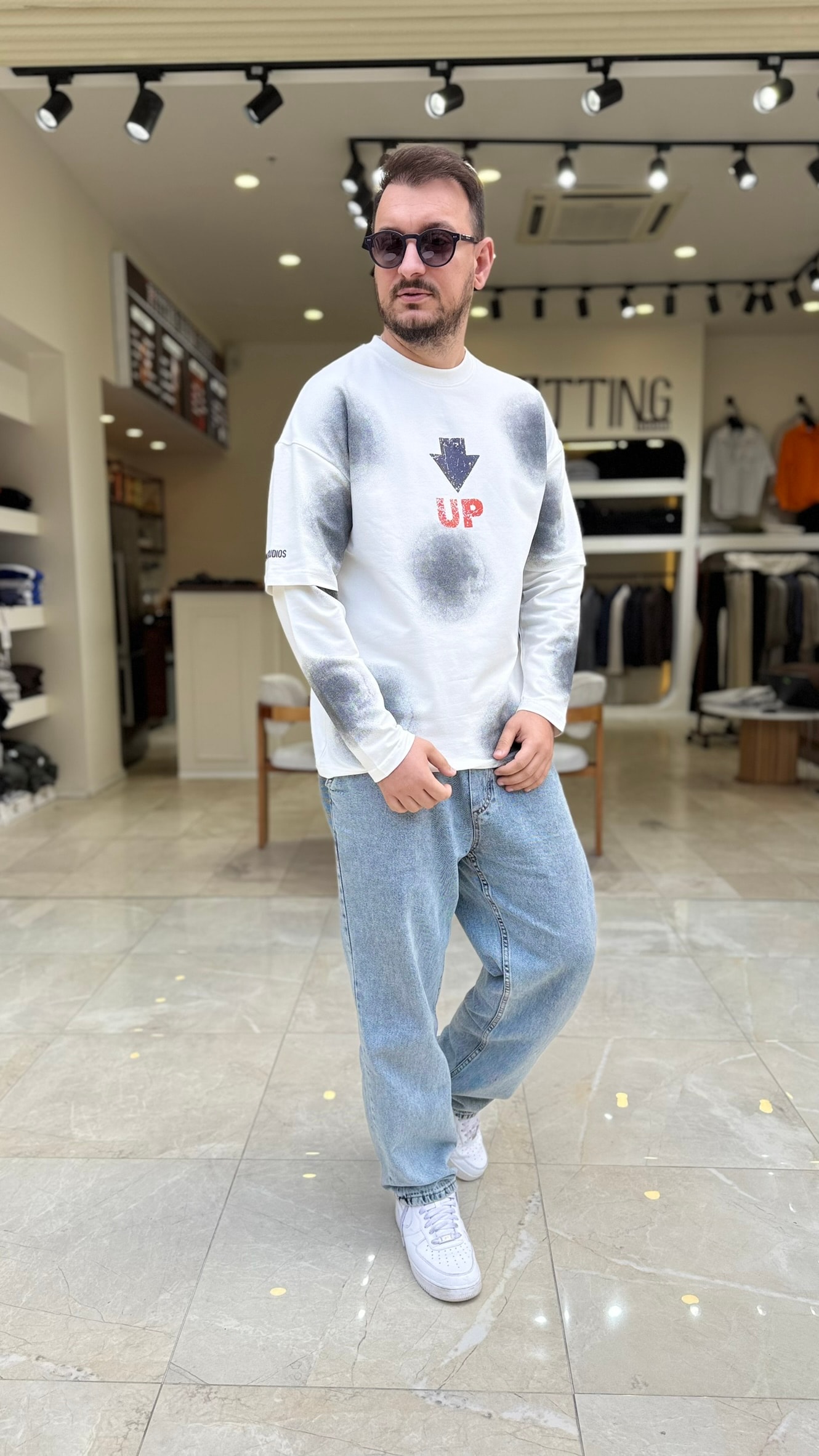 Up Baskılı Kol Detaylı Sweat 