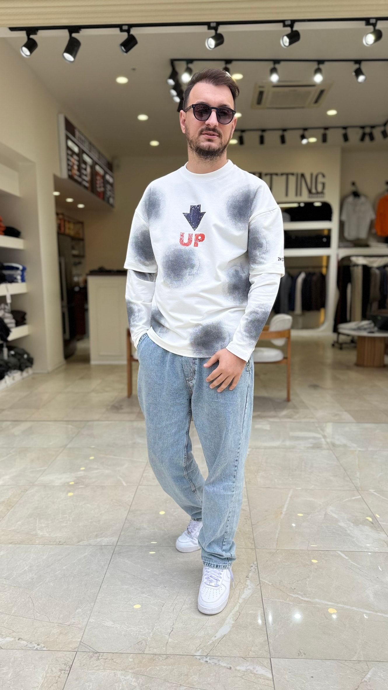 Up Baskılı Kol Detaylı Sweat 