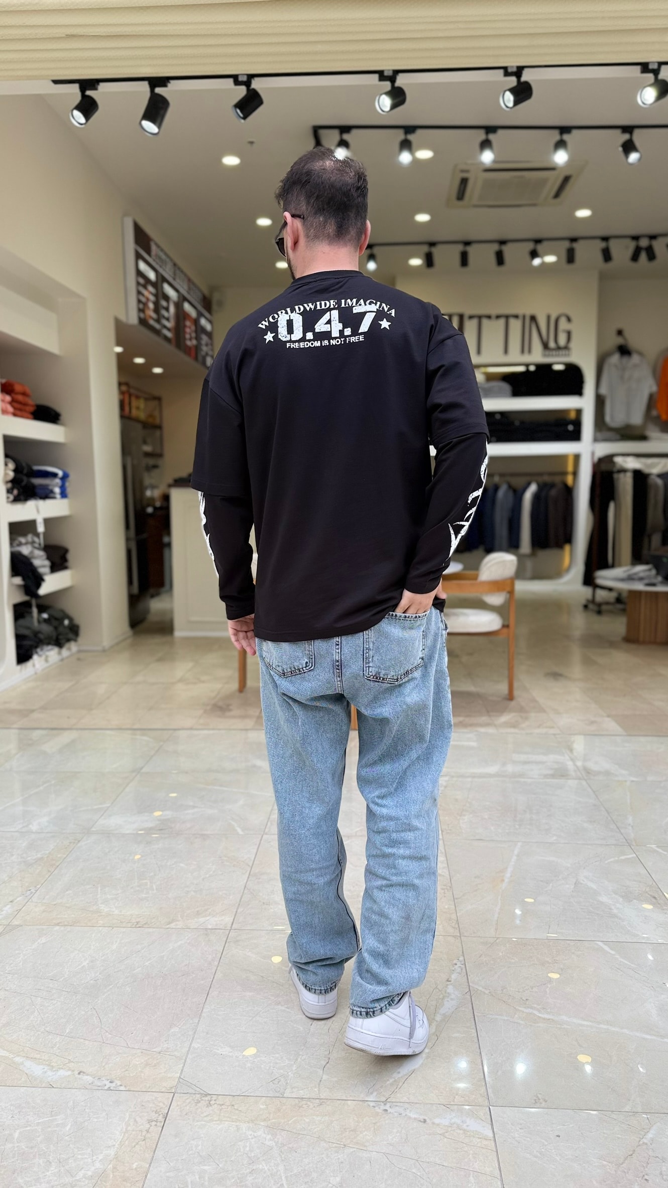 47Baskılı Kol Detaylı Sweat 