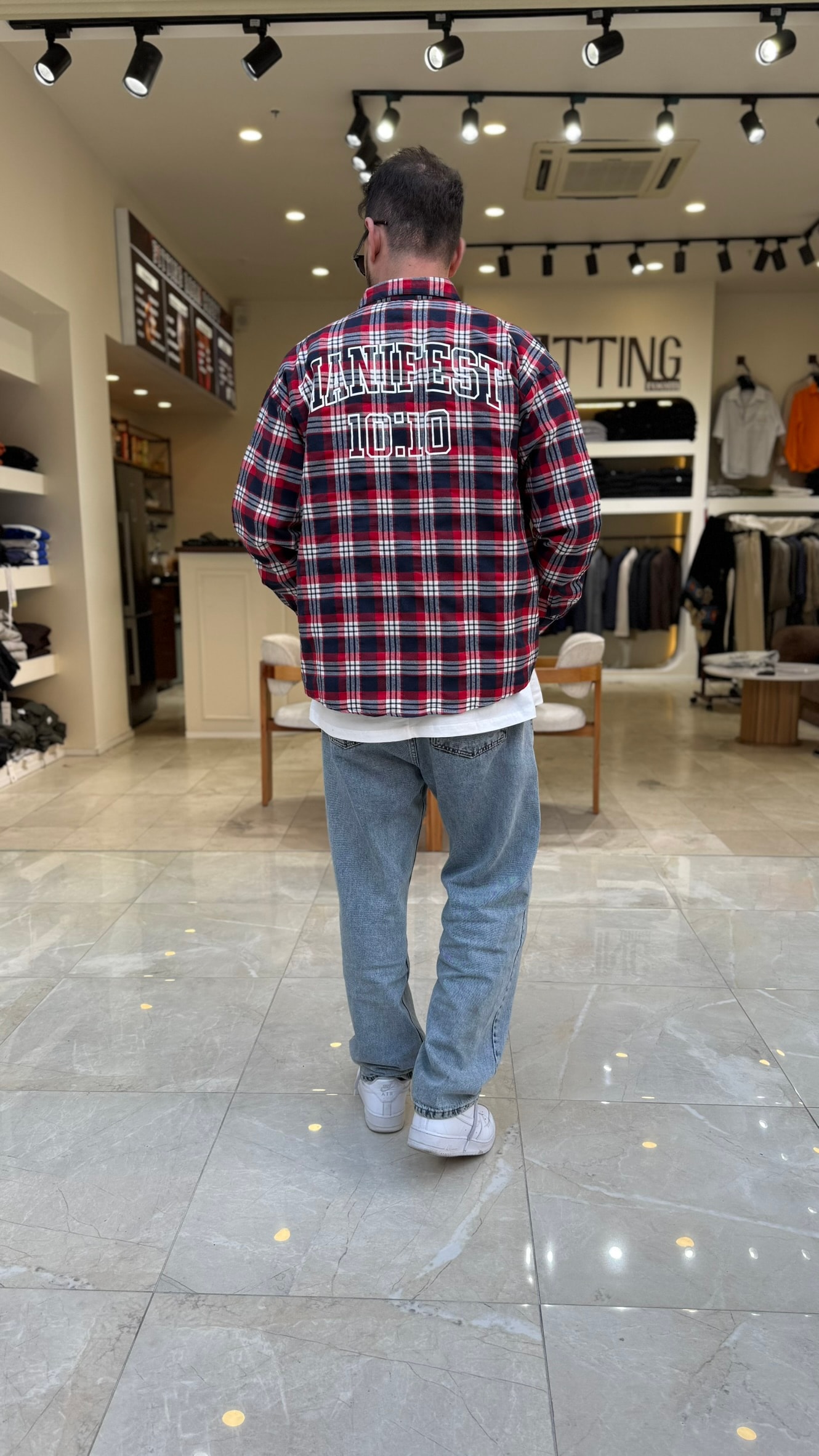 Oversize Baskılı Ekose Gömlek