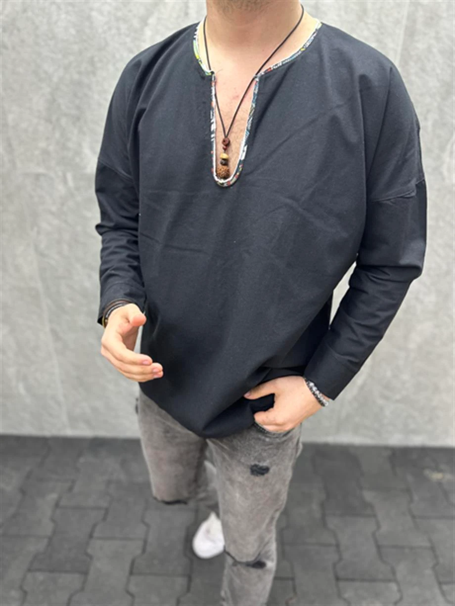 Erkek U Yaka Oversize Tshirt