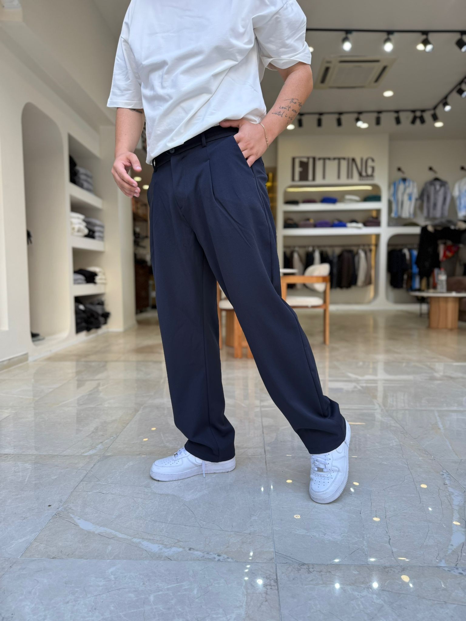 Pile Detaylı Baggy Pantolon