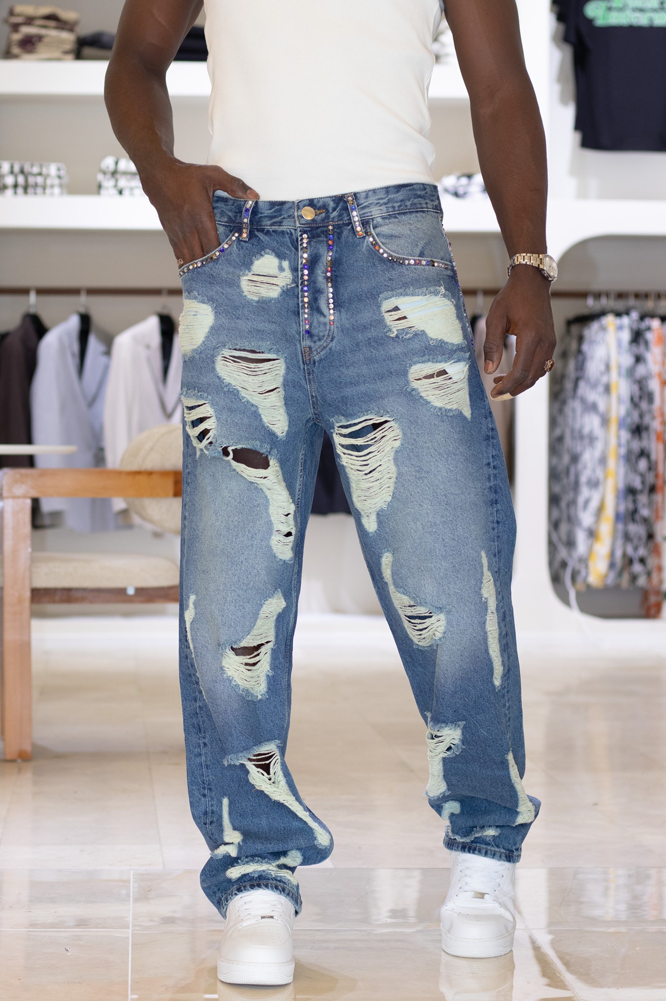 Taşlı Baggy Kot