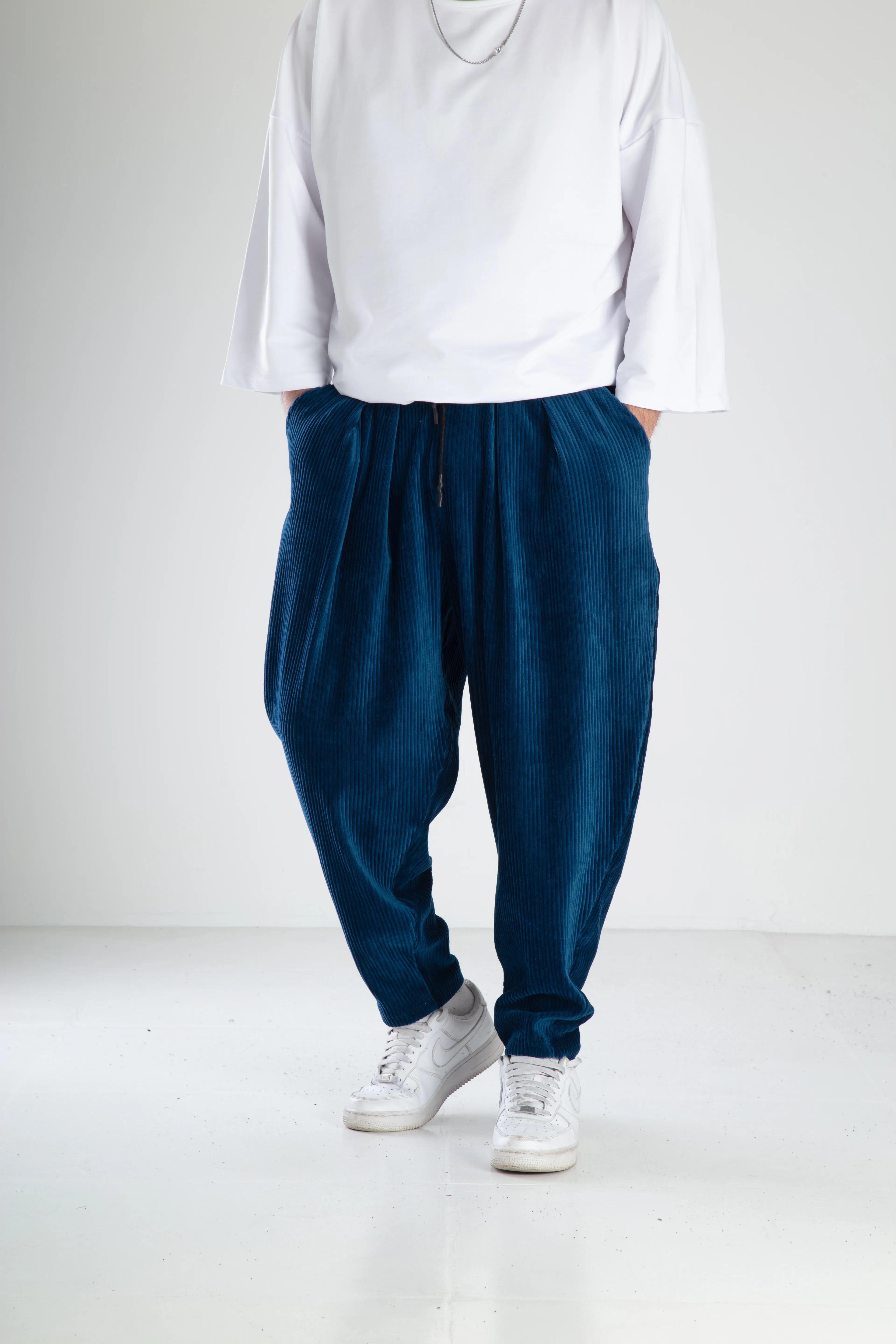 Kadife Spor Şalvar - lacivert