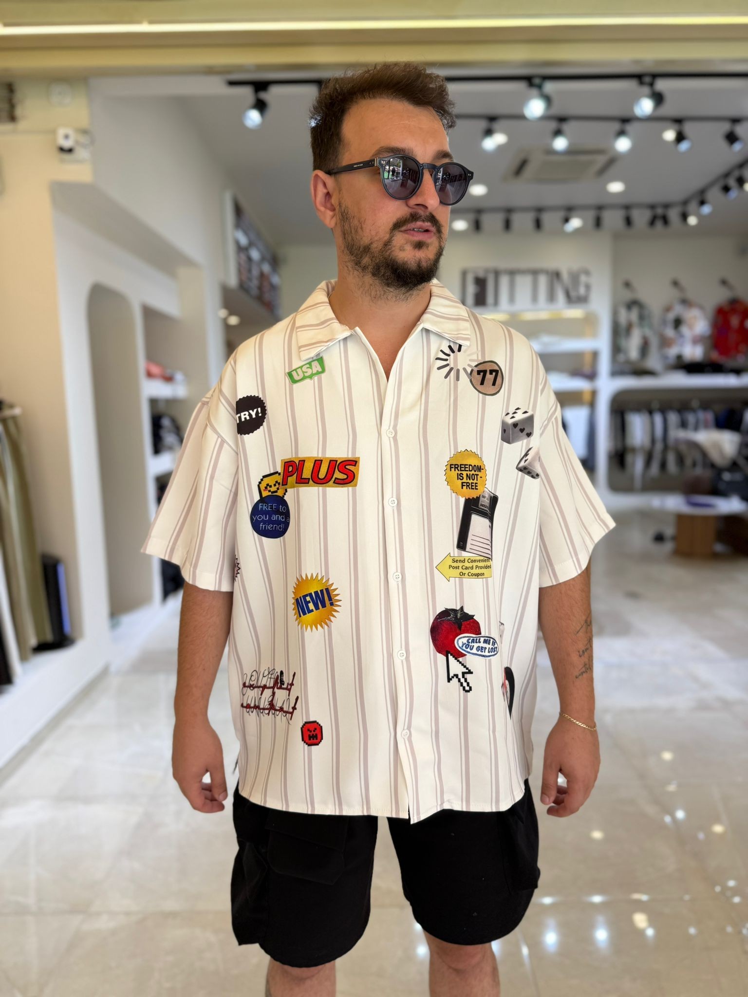 Oversize Plus77 Desenli Gömlek