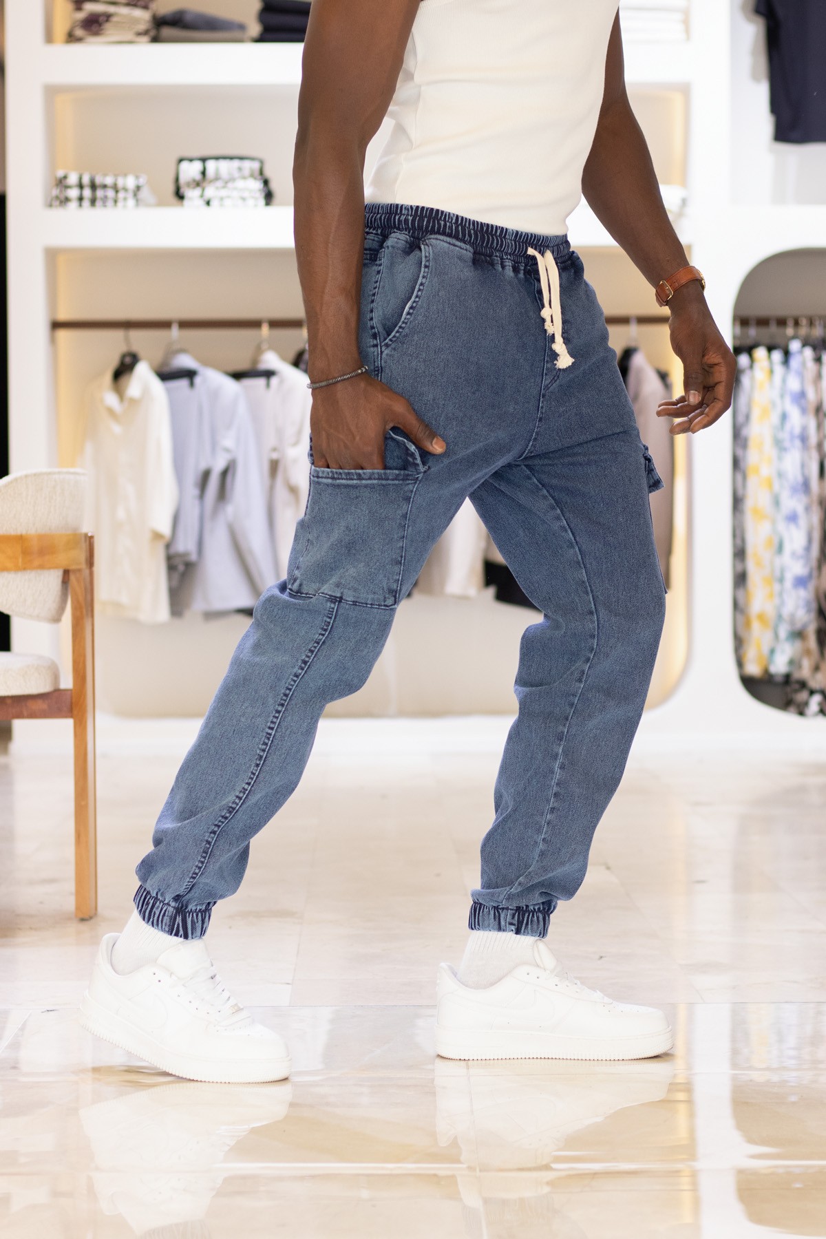Bel Paça Lastikli Kargo Cepli Spor Jogger