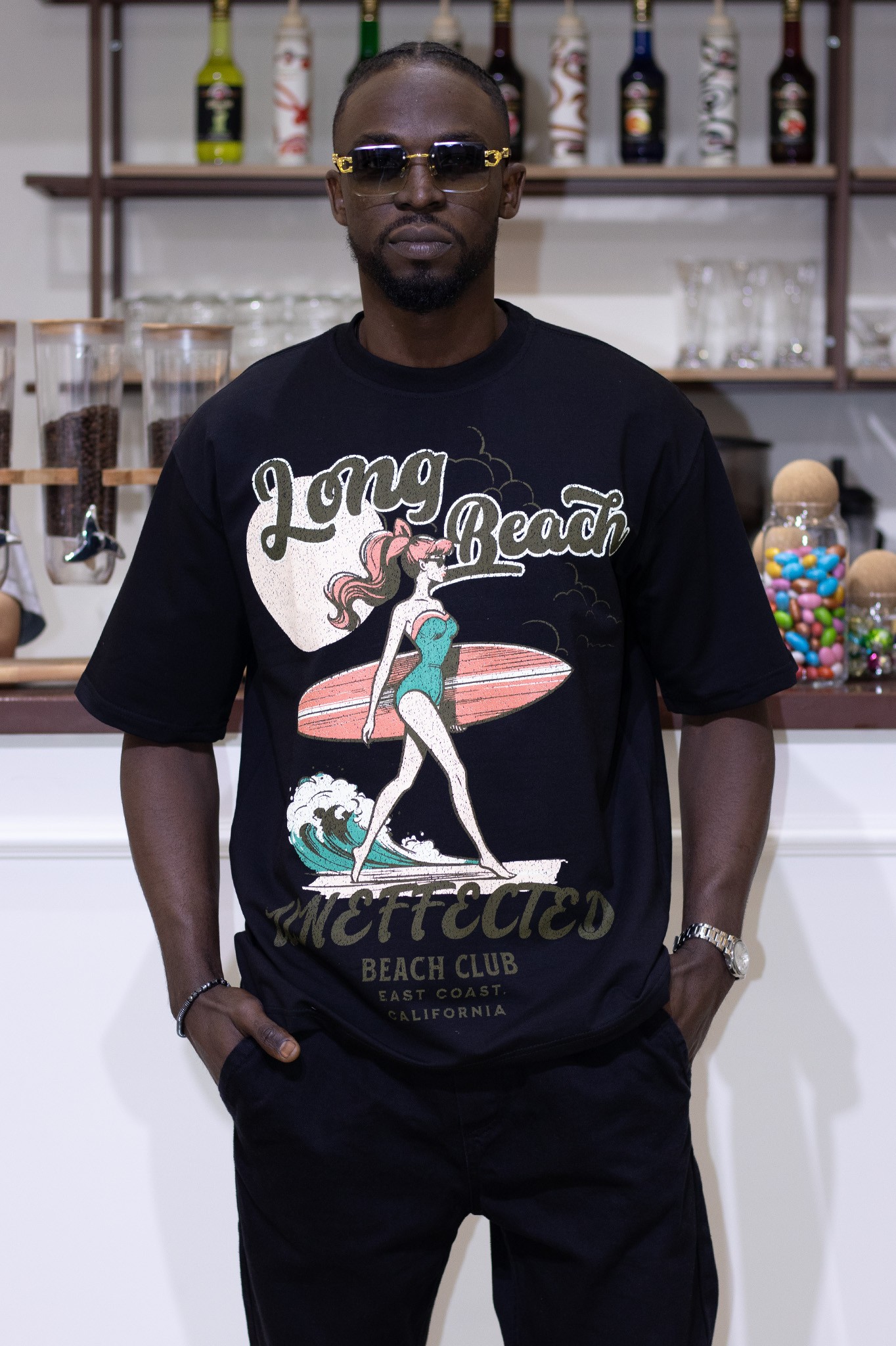 Long Beach Baskılı Oversize Tshirt