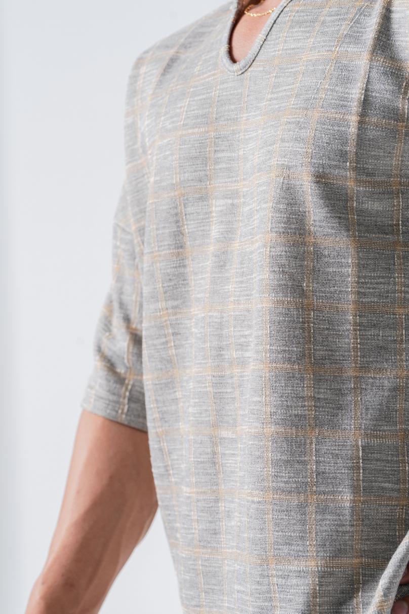 Armut Yaka Desenli Keten Tshirt