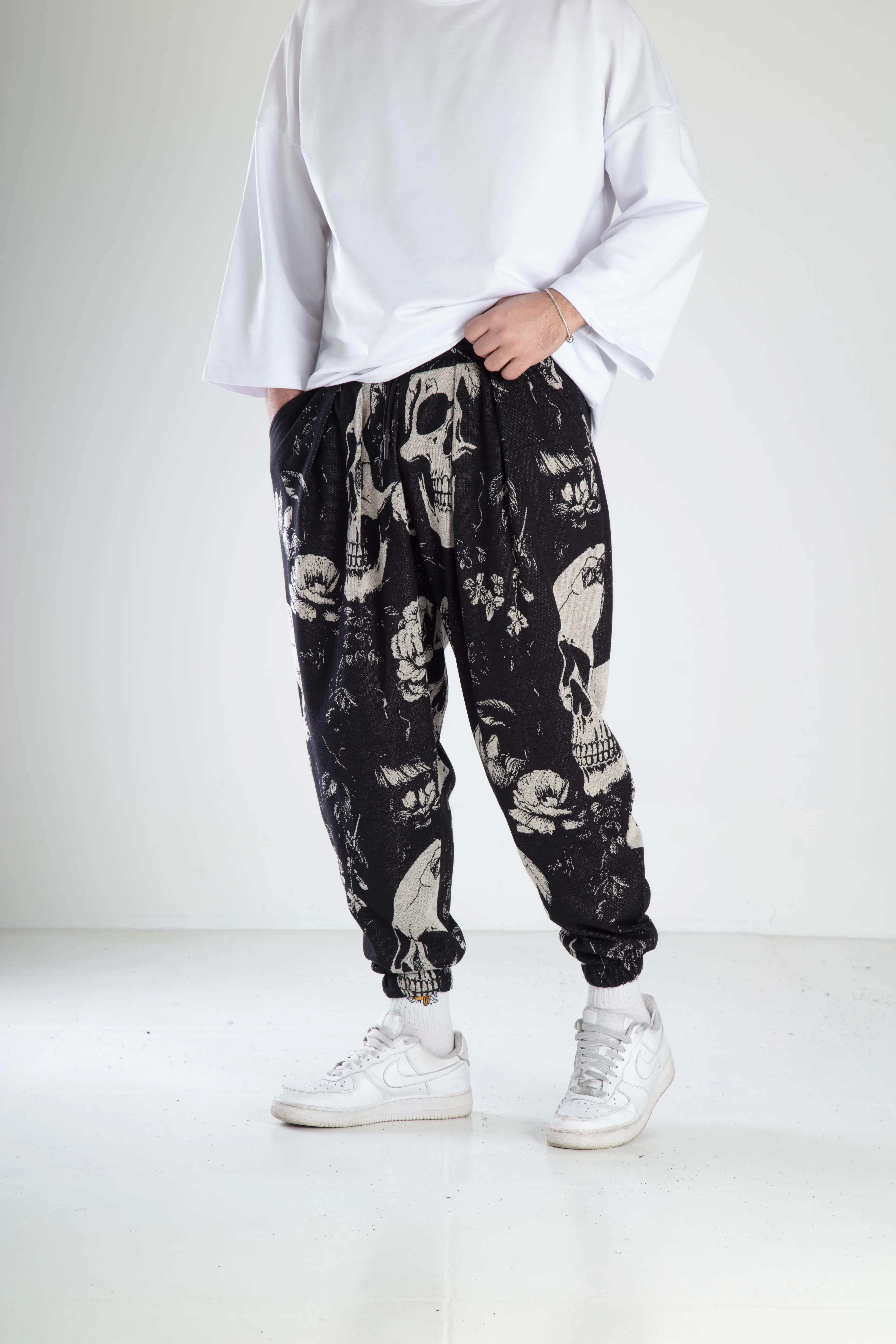 Kuru Kafa Desenli Spor Şalvar