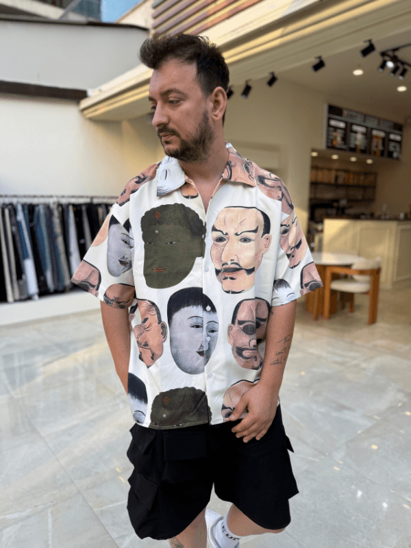 Oversize Desenli Gömlek