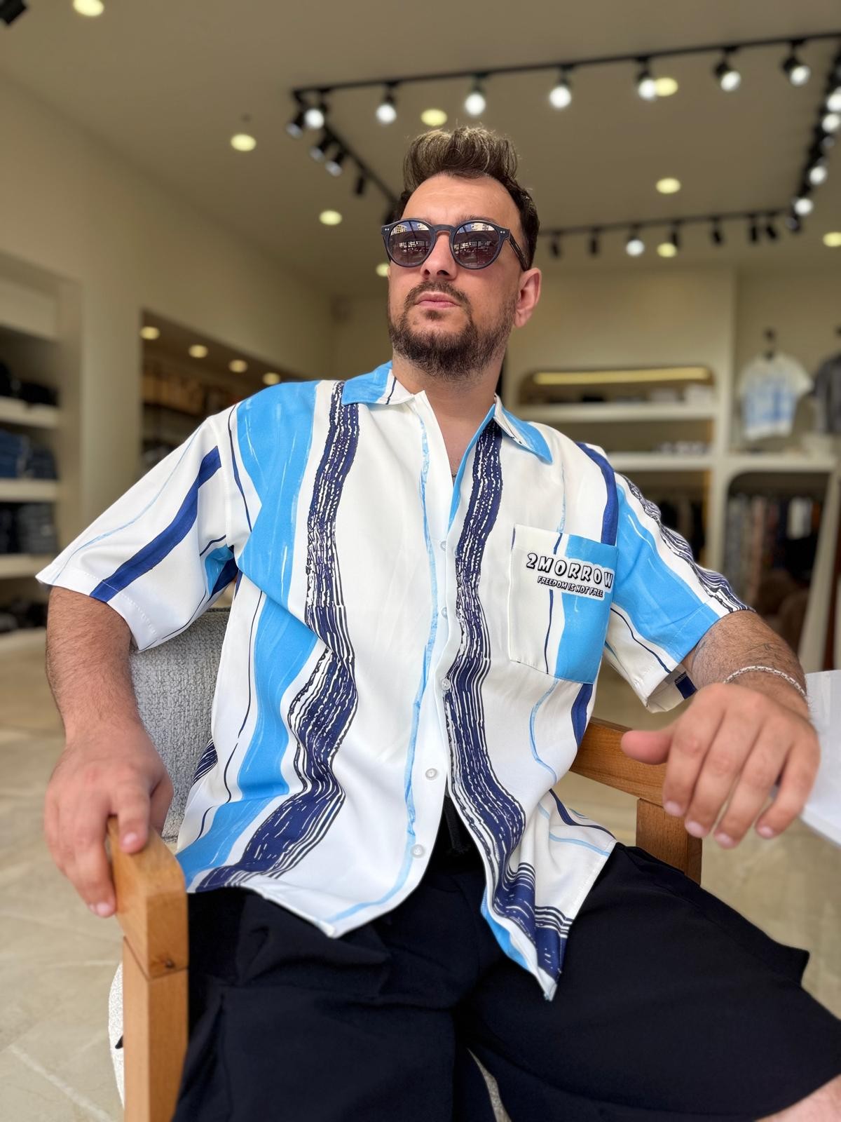 Oversize Baskılı TRow Gömlek