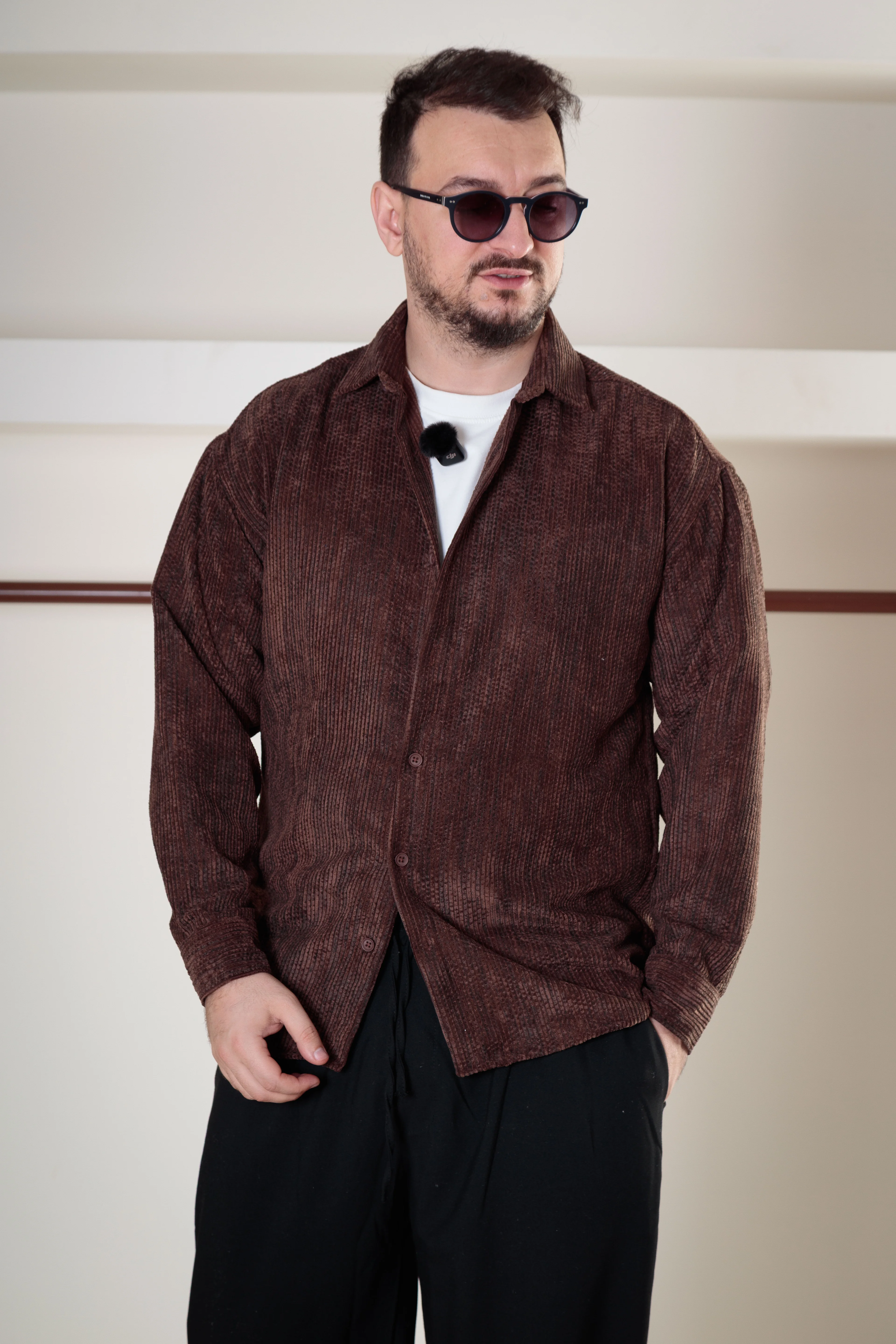 Oversize Kadife Gömlek