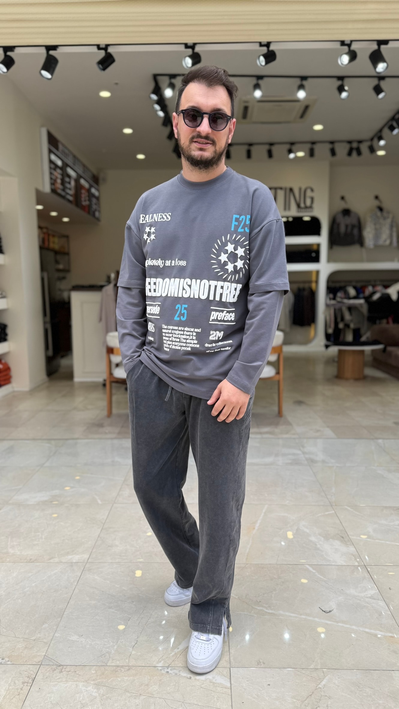 F25 Baskılı Kol Detaylı Sweat 