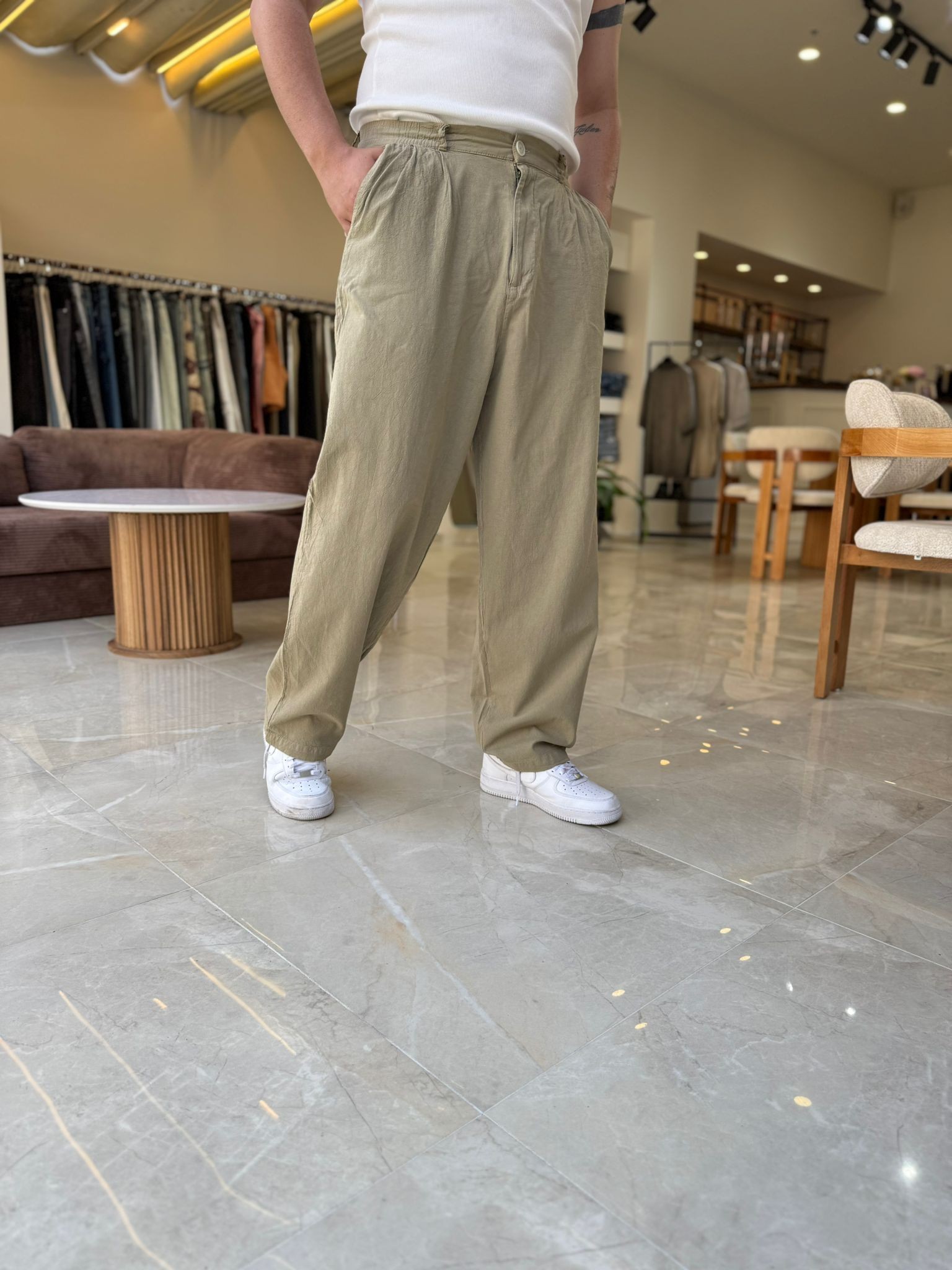 Ham Keten Baggy Pantolon