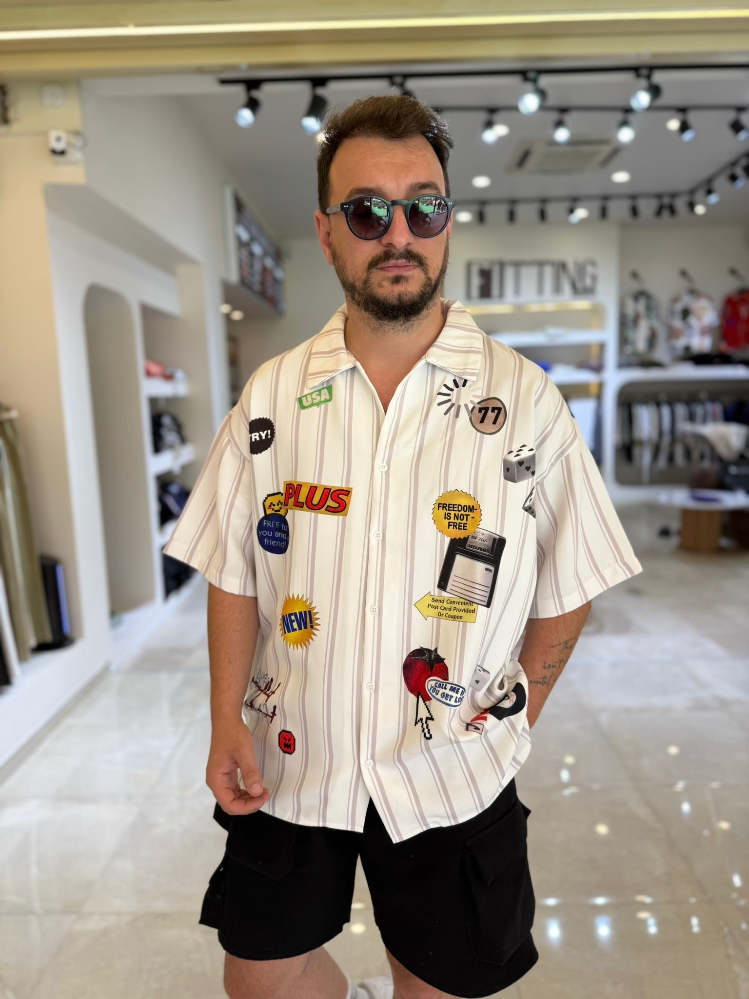 Oversize Plus77 Desenli Gömlek