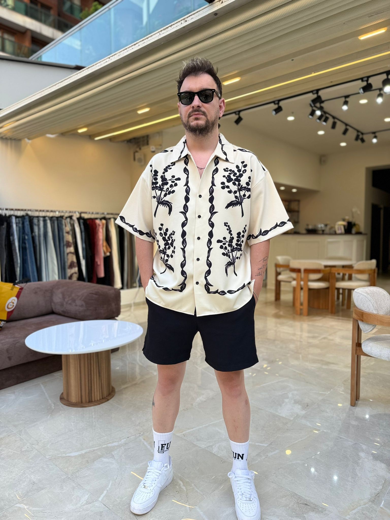 Oversize Baskılı TRow Gömlek