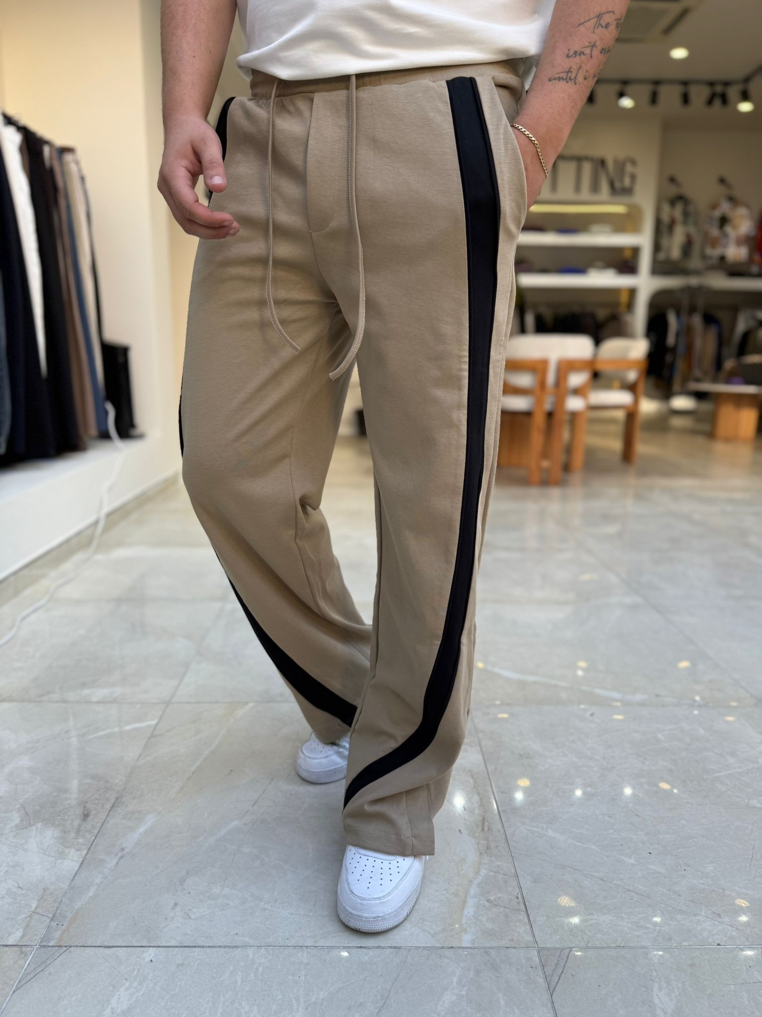 Şerit Detaylı Baggy Pantolon