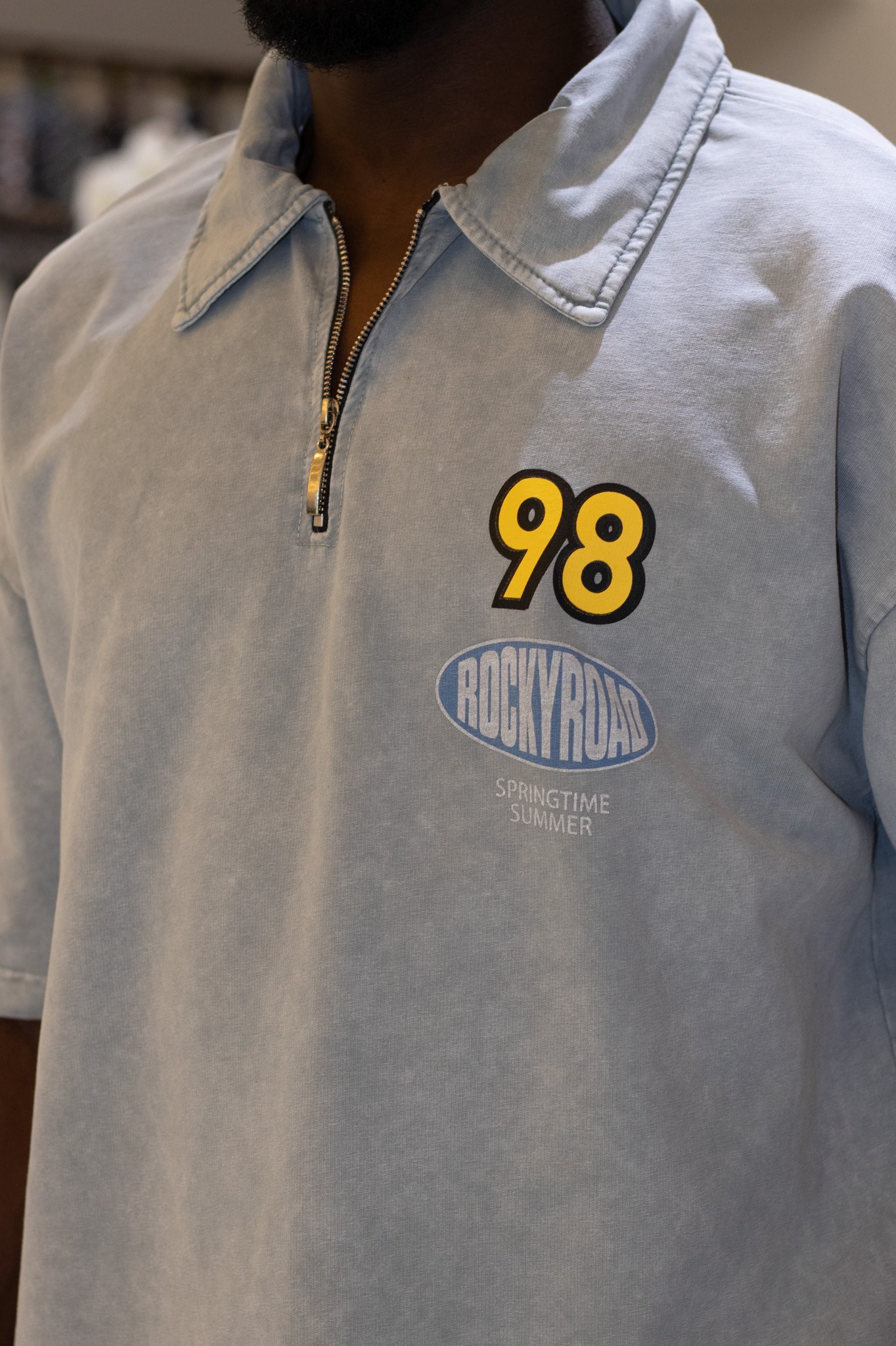 Polo Yaka Fermuarlı Baskılı Tshirt