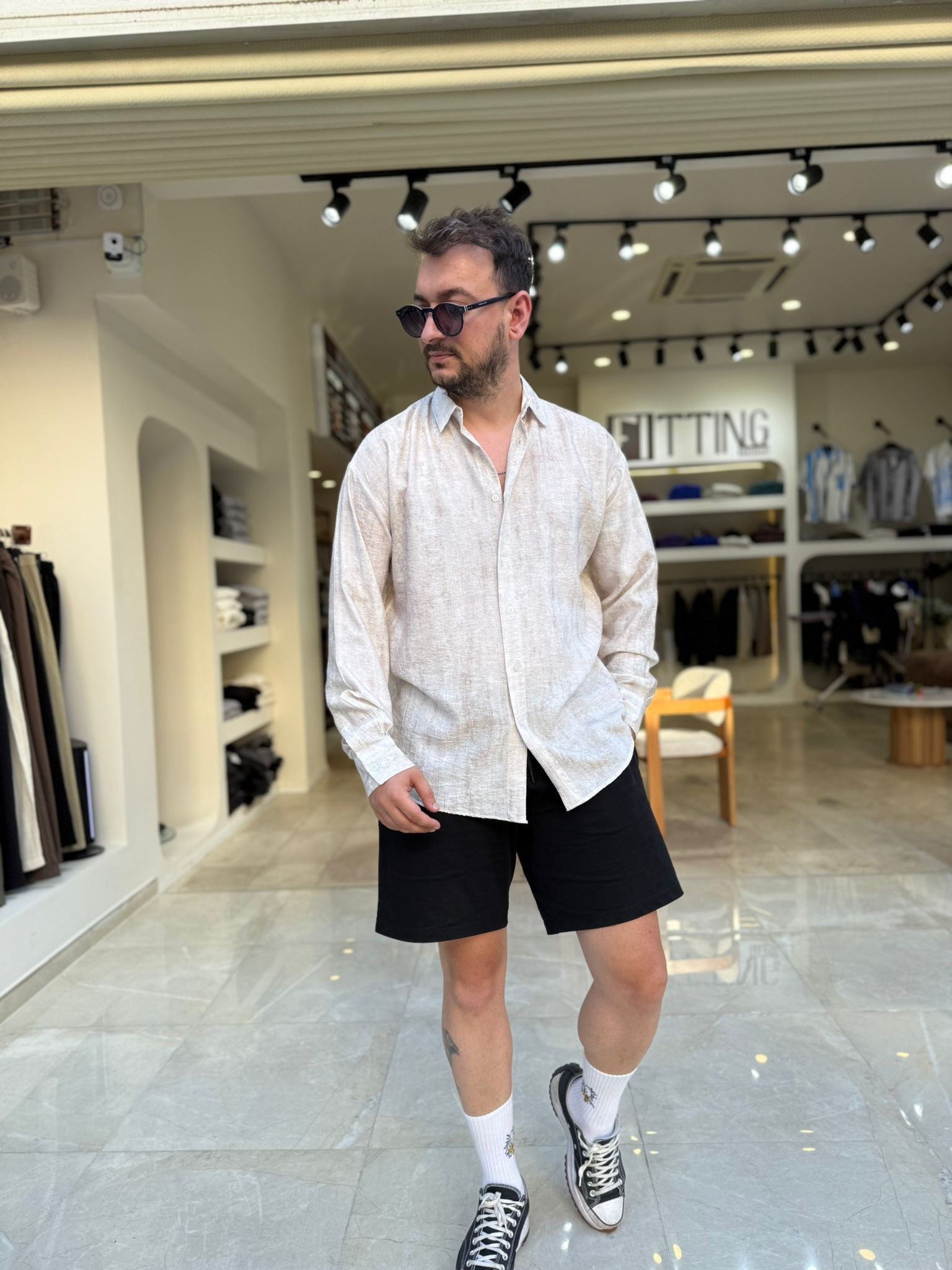 Oversize Rahat Kalıp Keten Gömlek