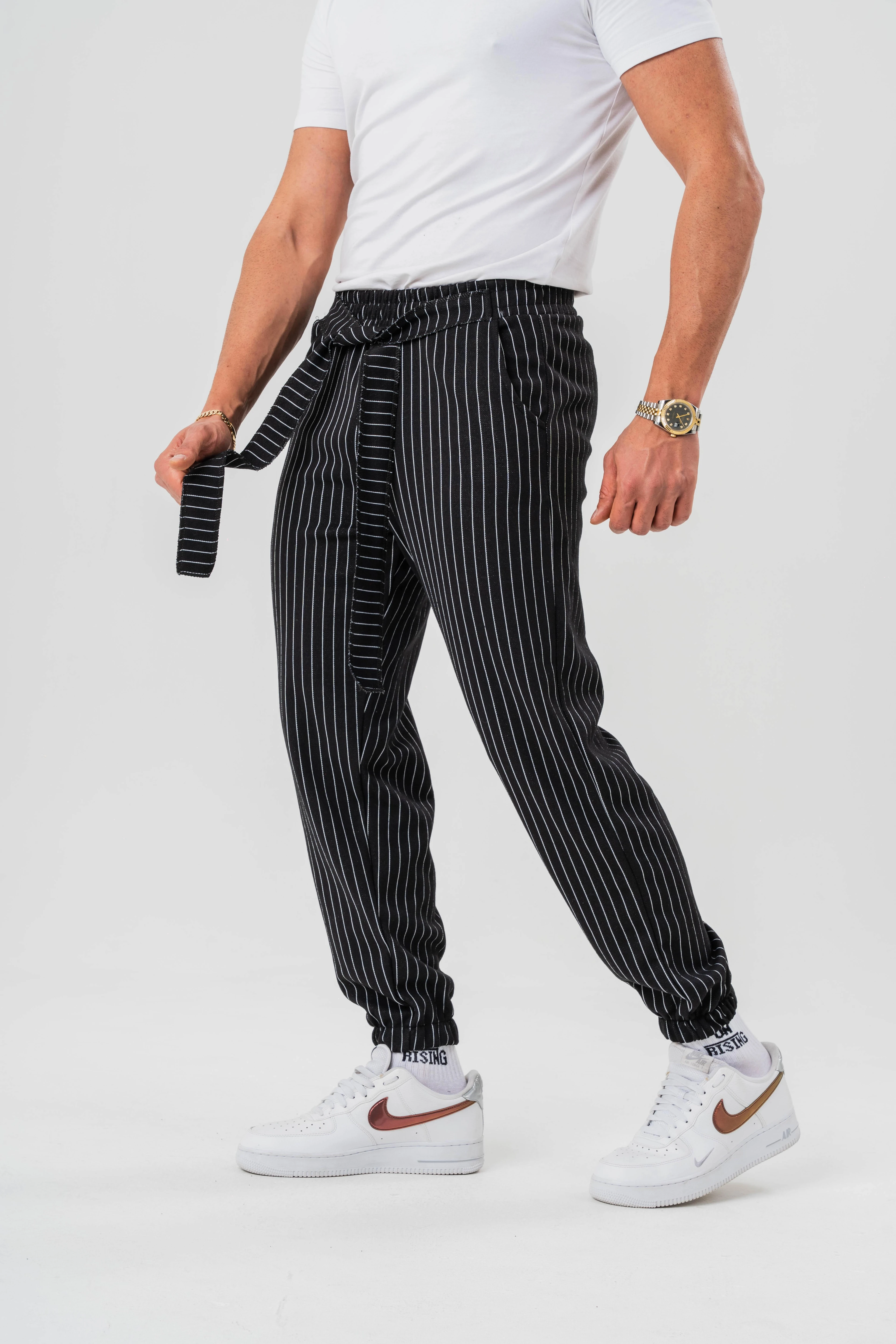 Kuşaklı Desenli Baggy Pantolon