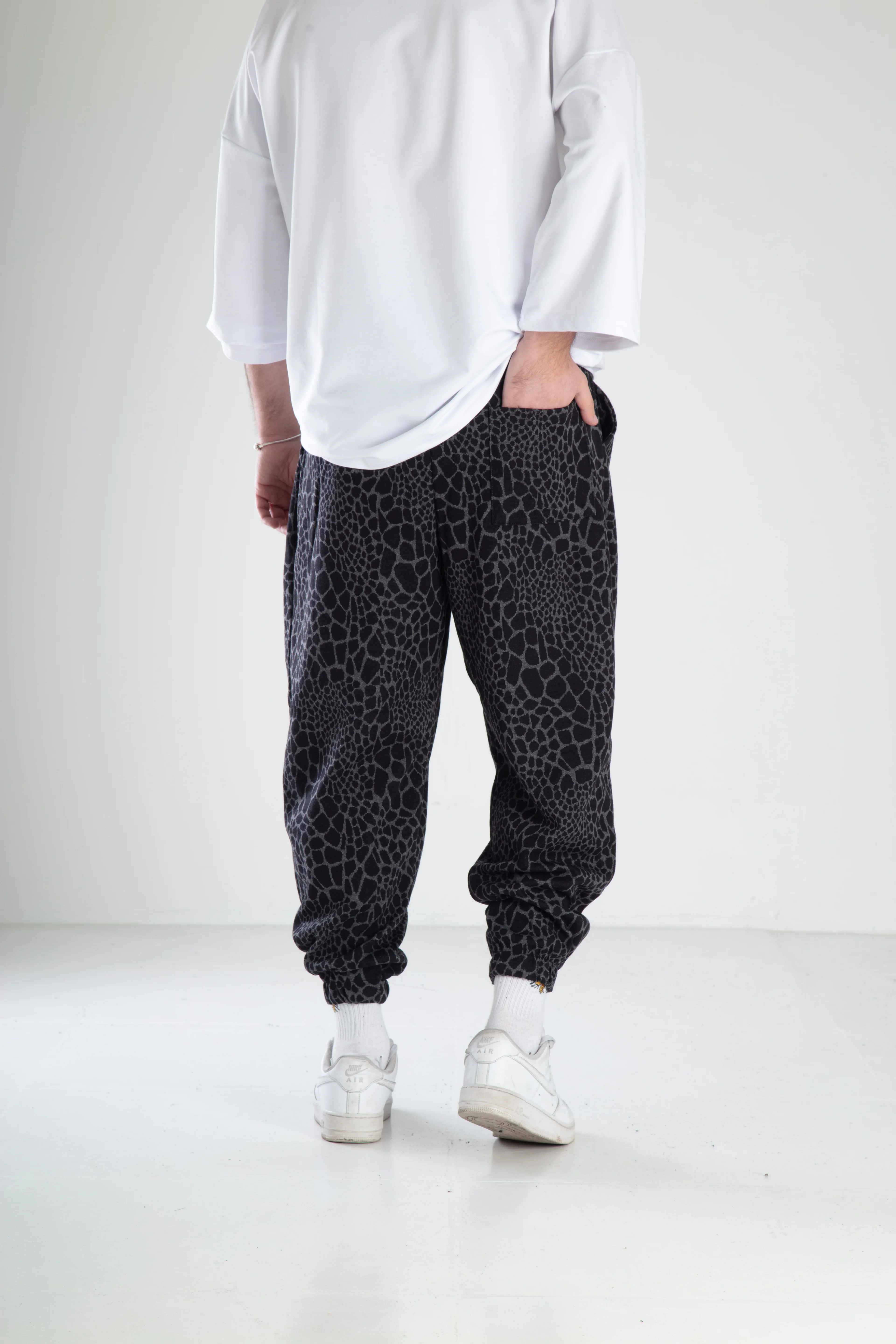 Leopar Desenli Spor Şalvar