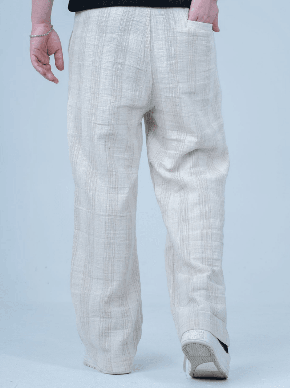 Keten Çizgili Baggy Pantolon