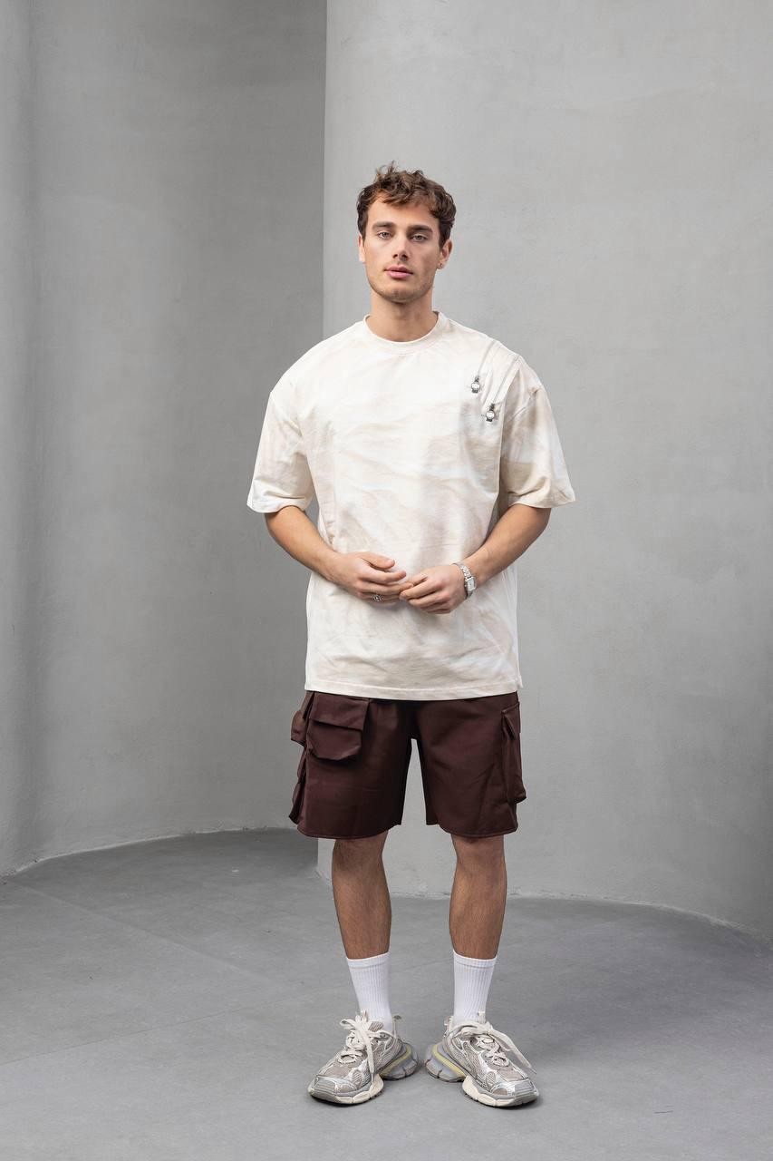 Oversize Omzu Fermuar Detaylı Tshirt