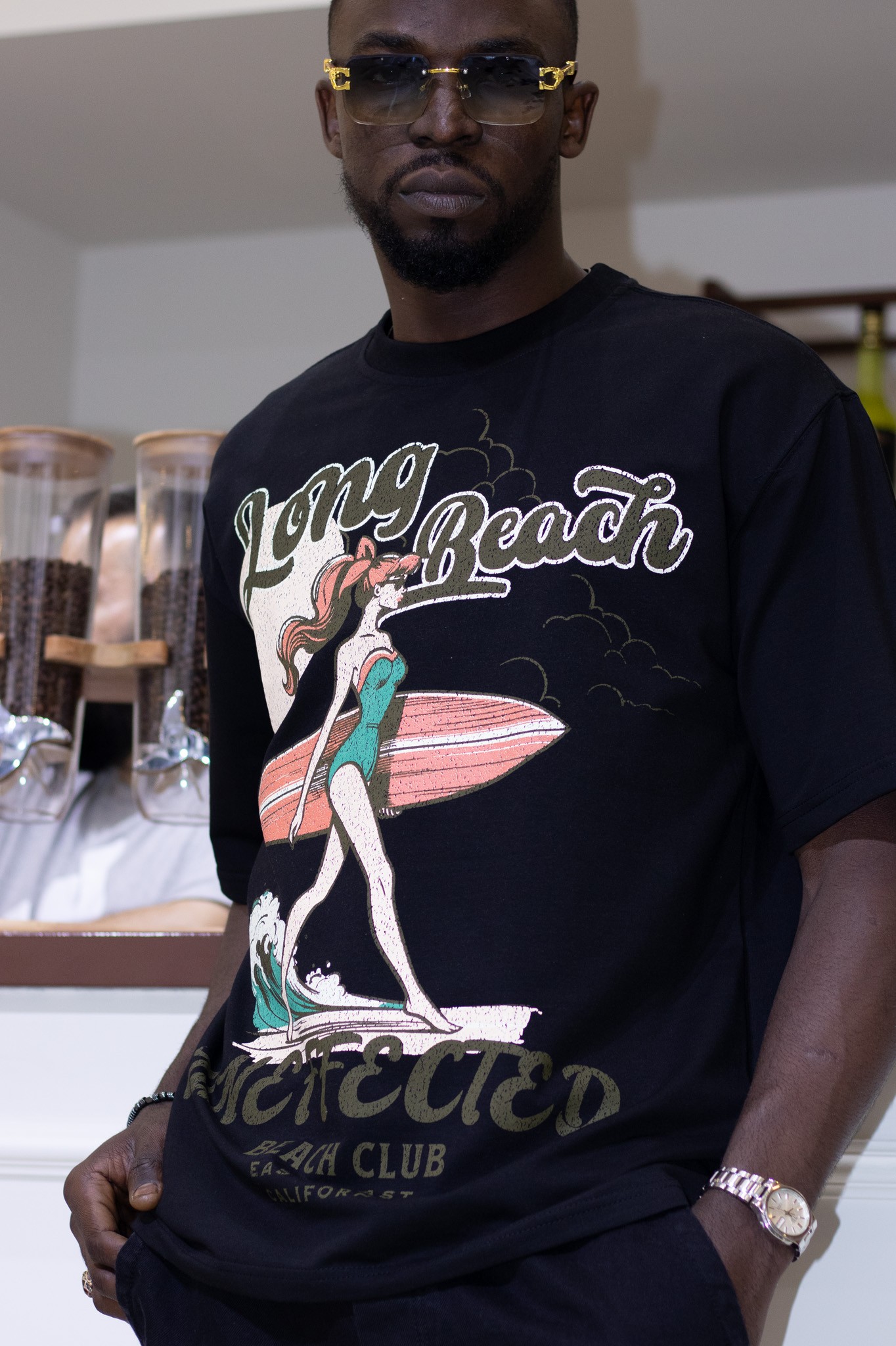 Long Beach Baskılı Oversize Tshirt