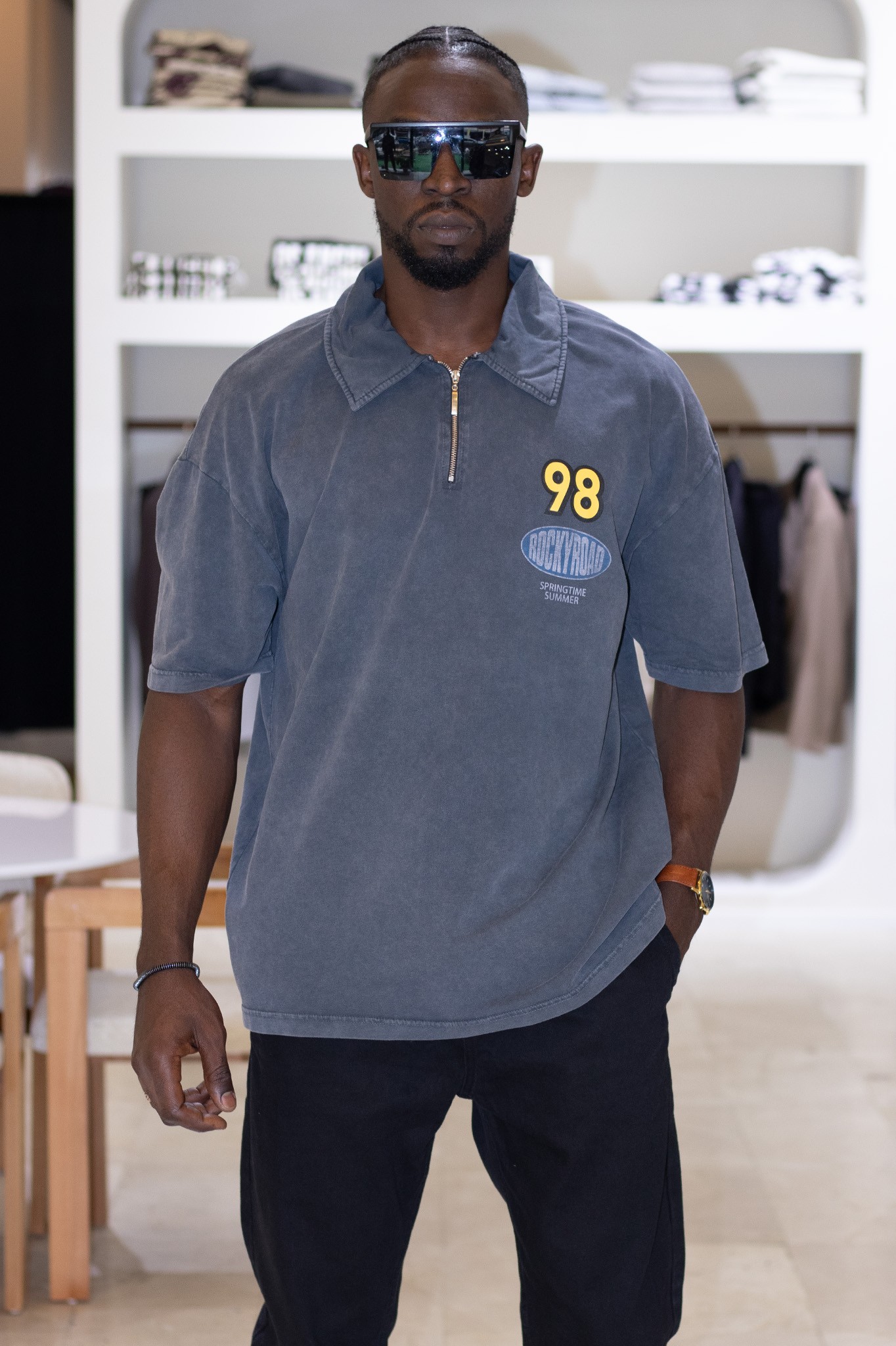 Polo Yaka Fermuarlı Baskılı Tshirt
