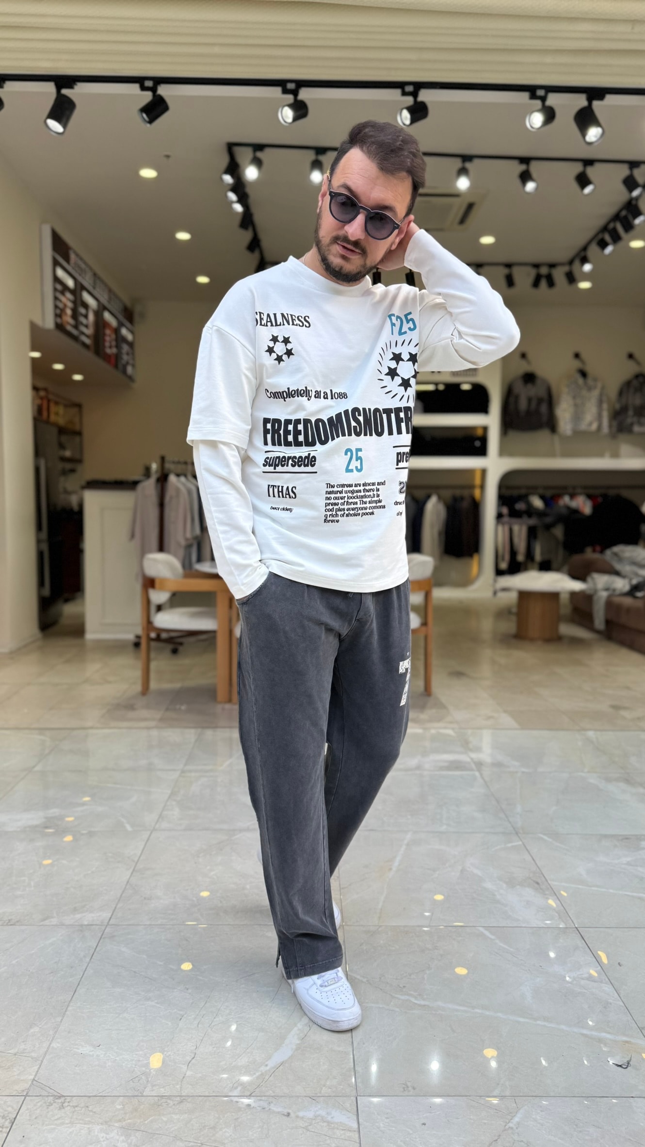 F25 Baskılı Kol Detaylı Sweat 
