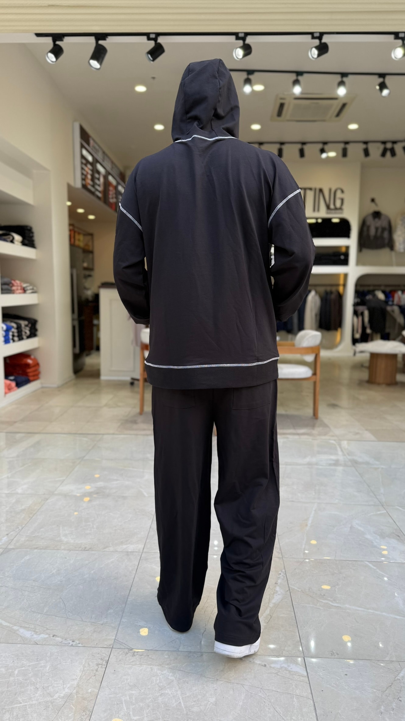 Oversize Ters Dikiş Kapşonlu Takım