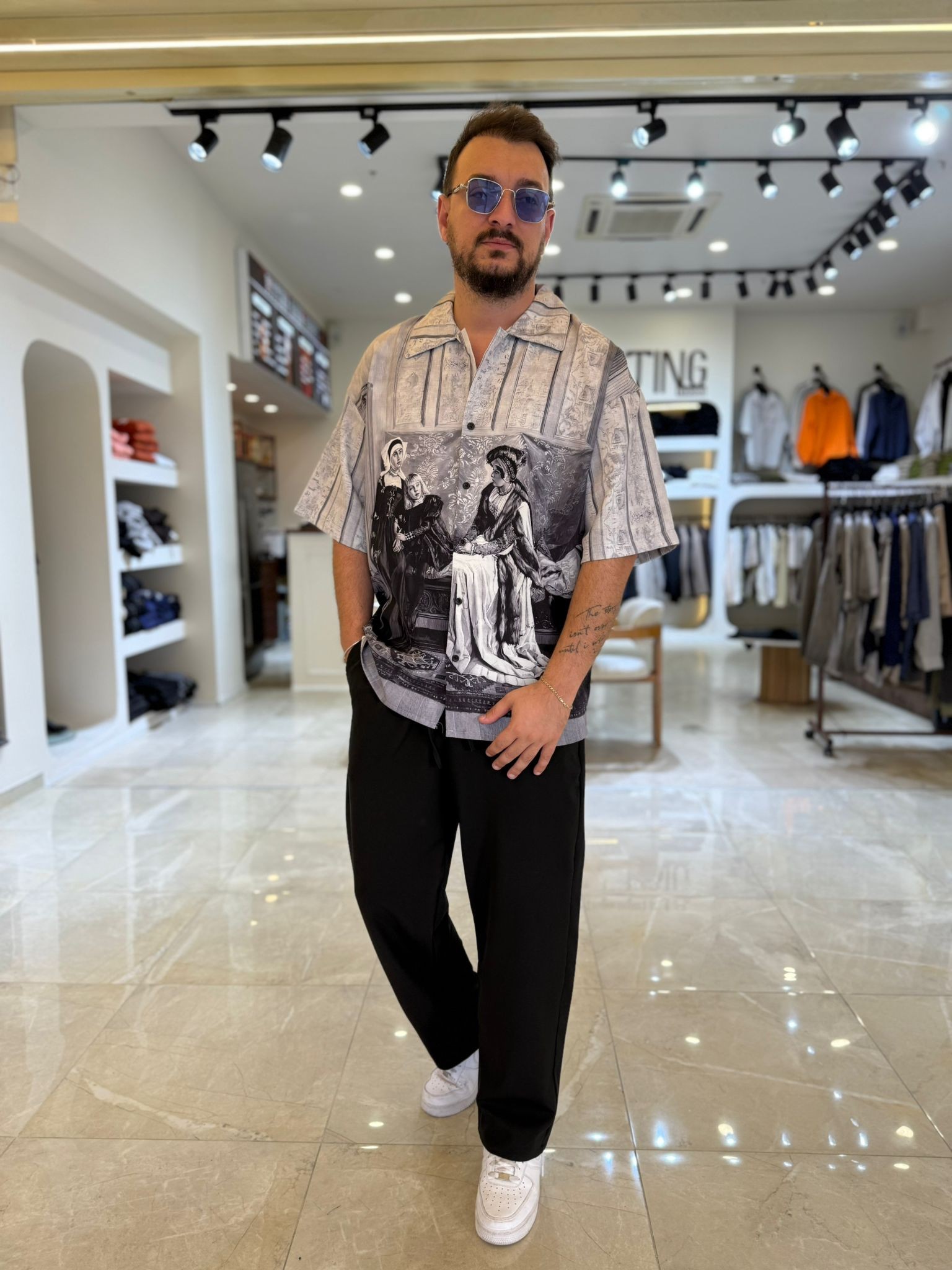 Oversize Desenli Gömlek