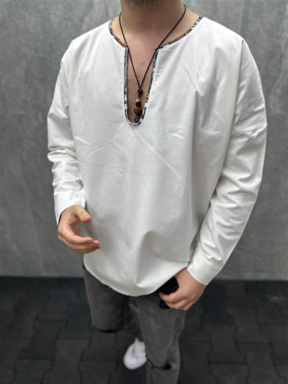 Erkek U Yaka Oversize Tshirt