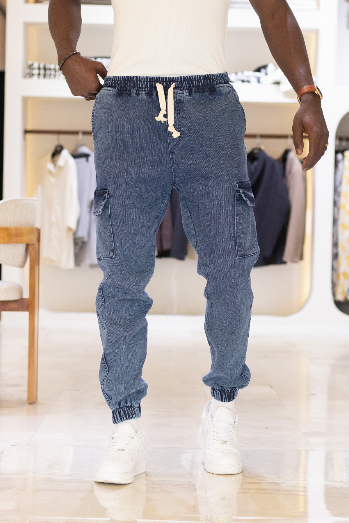 Bel Paça Lastikli Kargo Cepli Spor Jogger