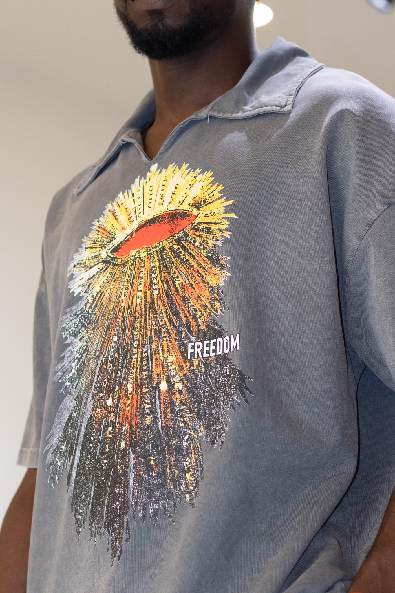 Apaç Yaka Baskılı Oversize T-Shirt