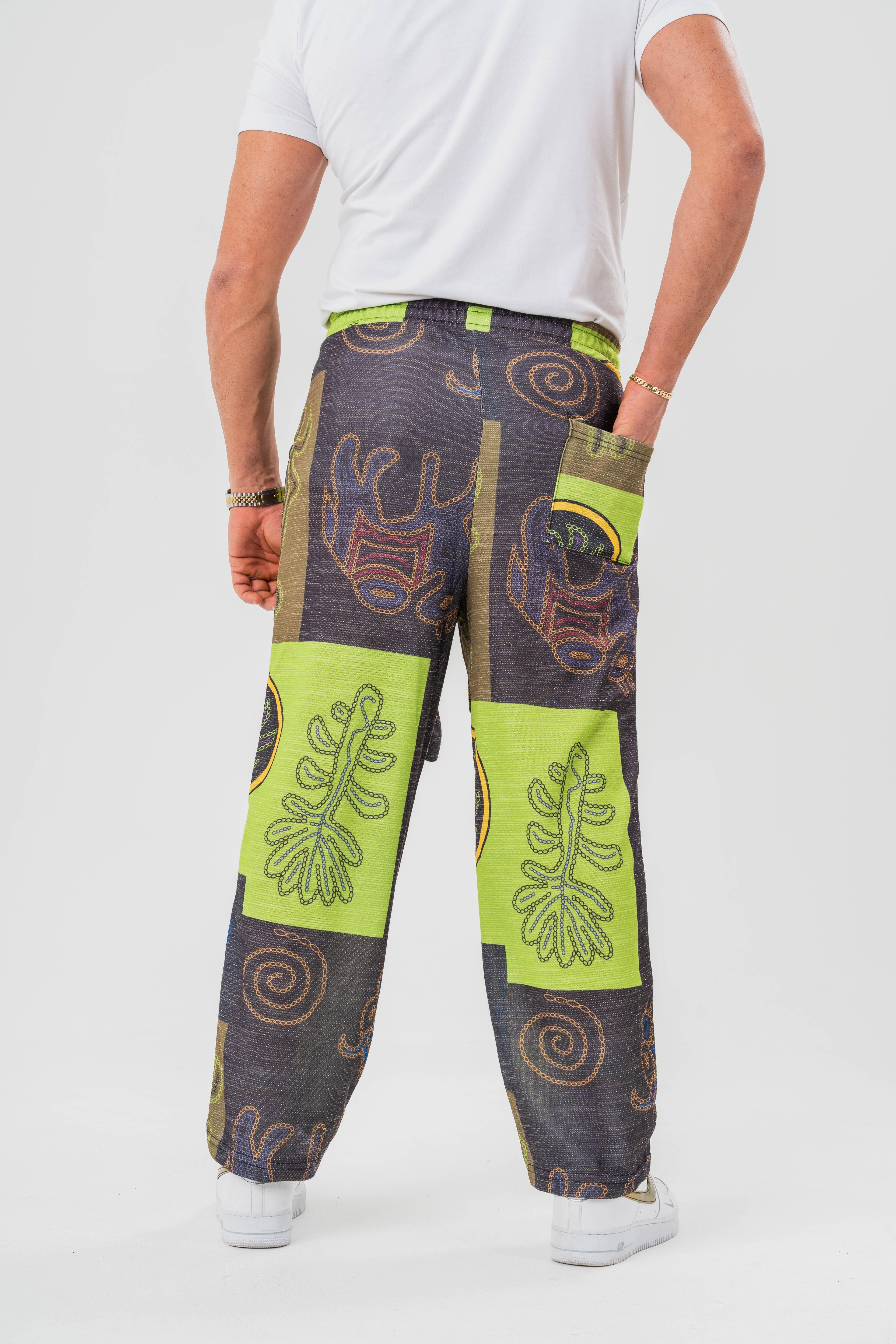 Beli Kuşaklı Bohem Desenli Baggy Pantolon